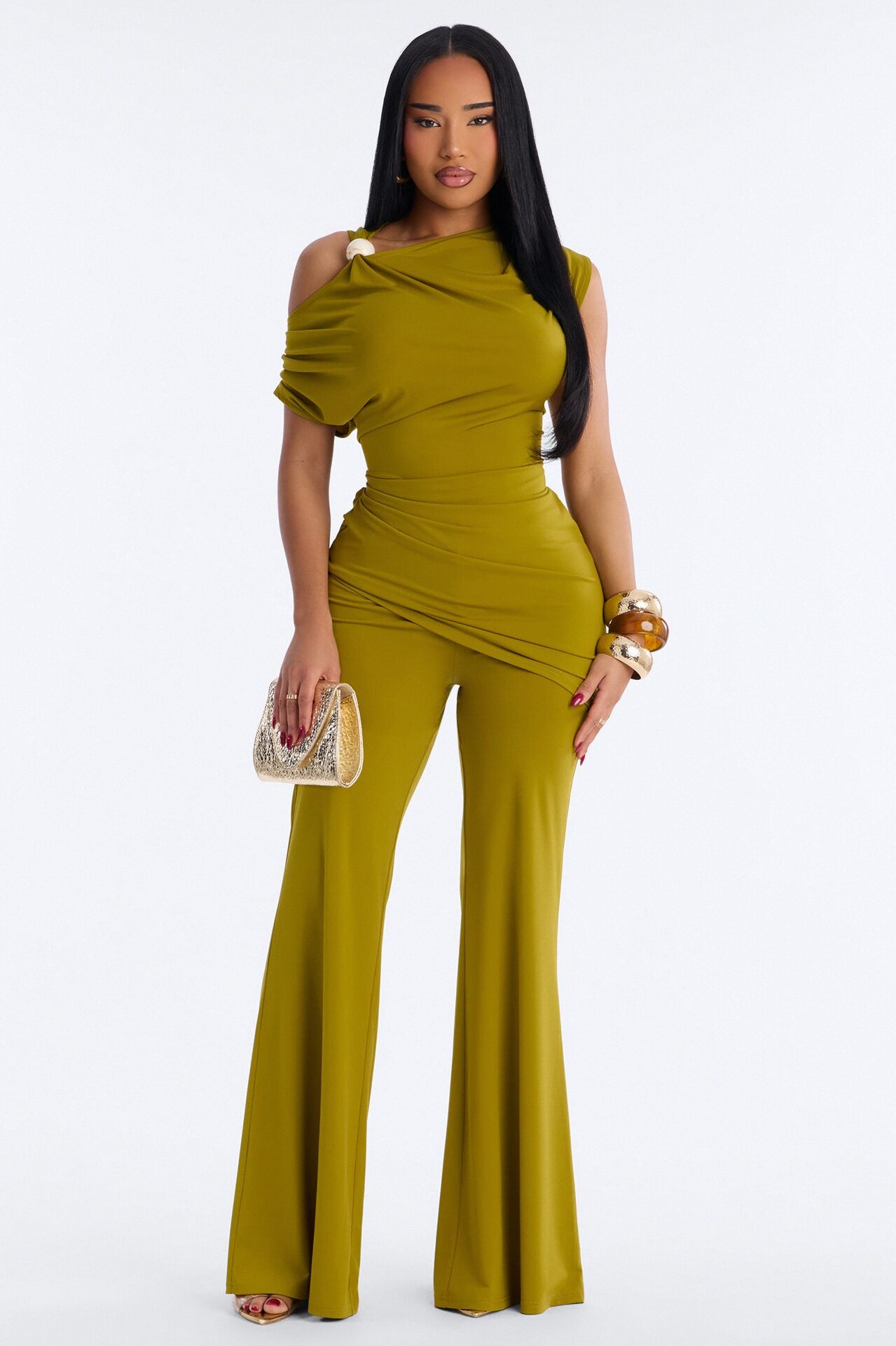Victoria Asymmetrical Pant Set - Olive