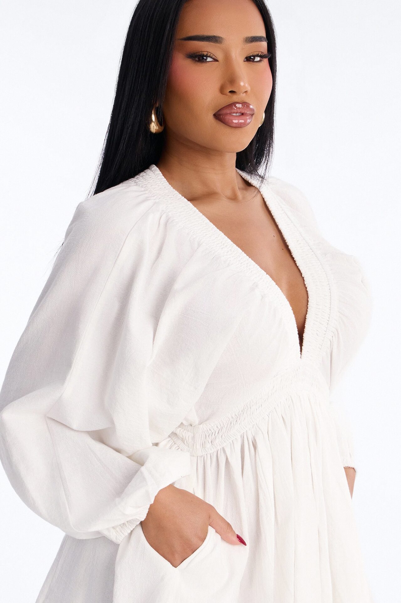 Rory Poplin Mini Dress - White