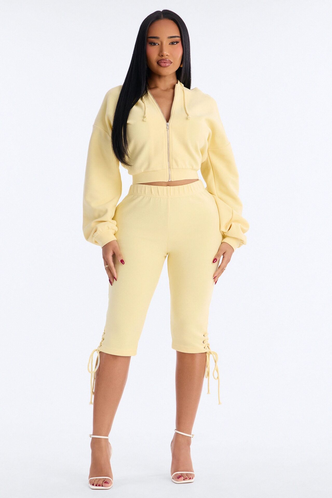 Casual Cutie Knit Capri Set - Yellow