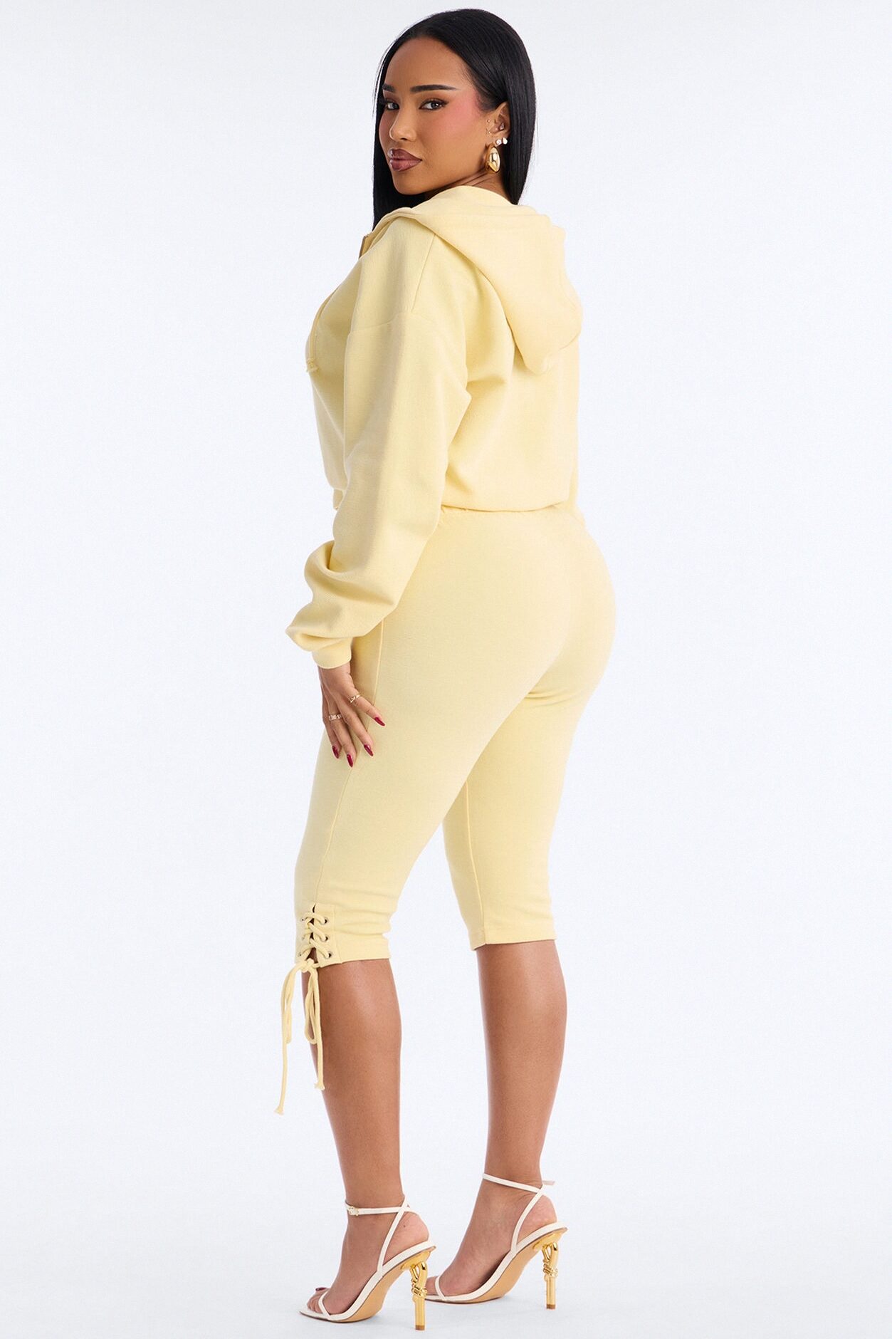 Casual Cutie Knit Capri Set - Yellow