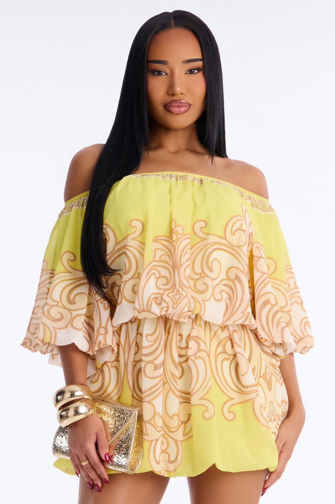Imani One Shoulder Chiffon Mini Dress - Yellow