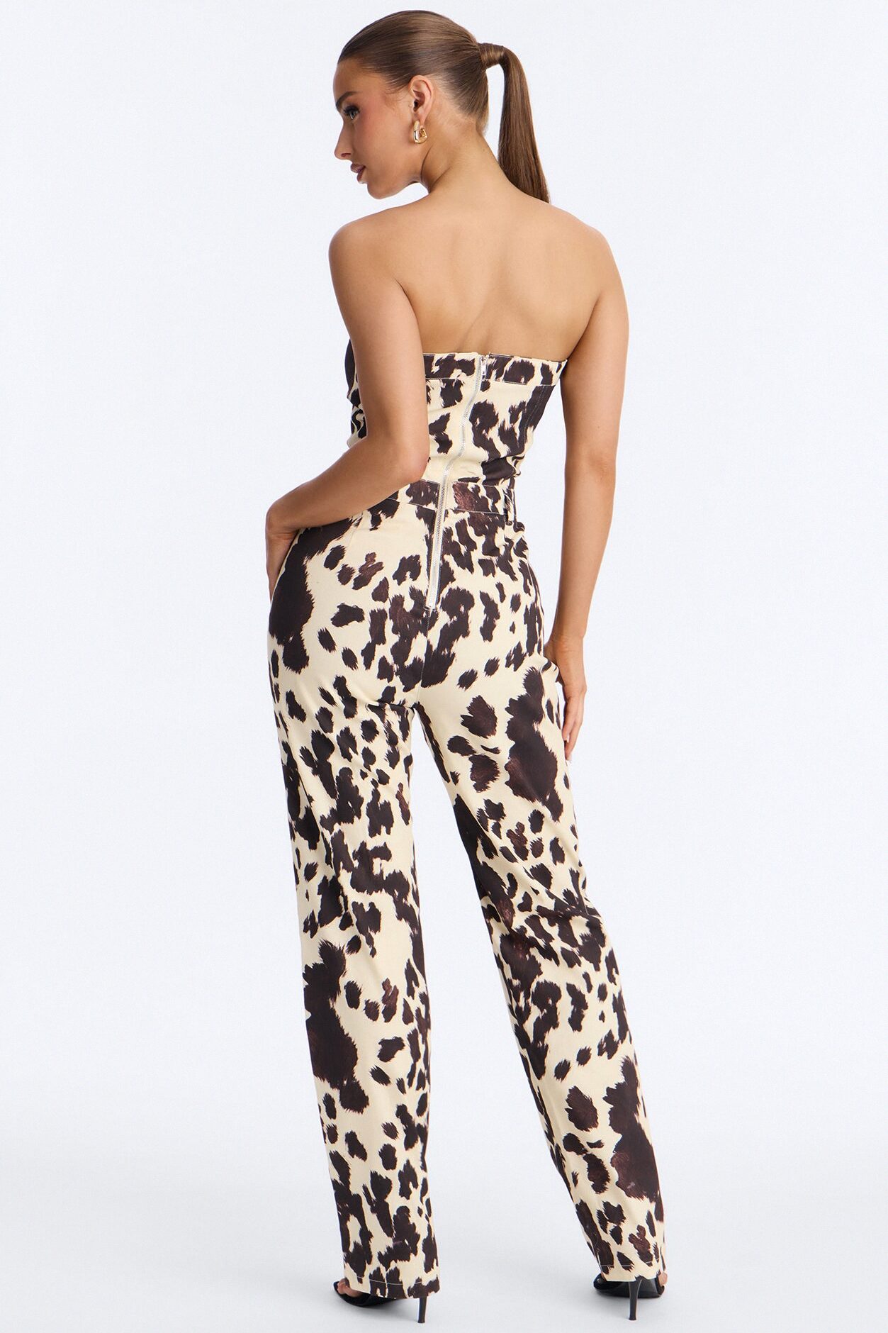 Keep It Mooving Wide Leg Jumpsuit - Brown/combo