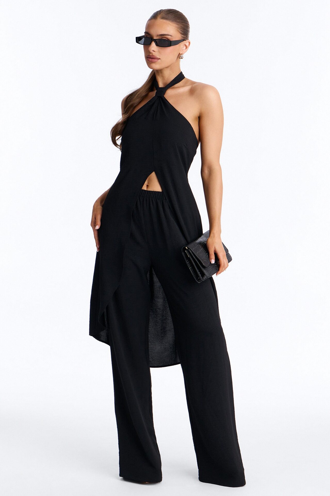 Born For This Halter Pant Set - Black