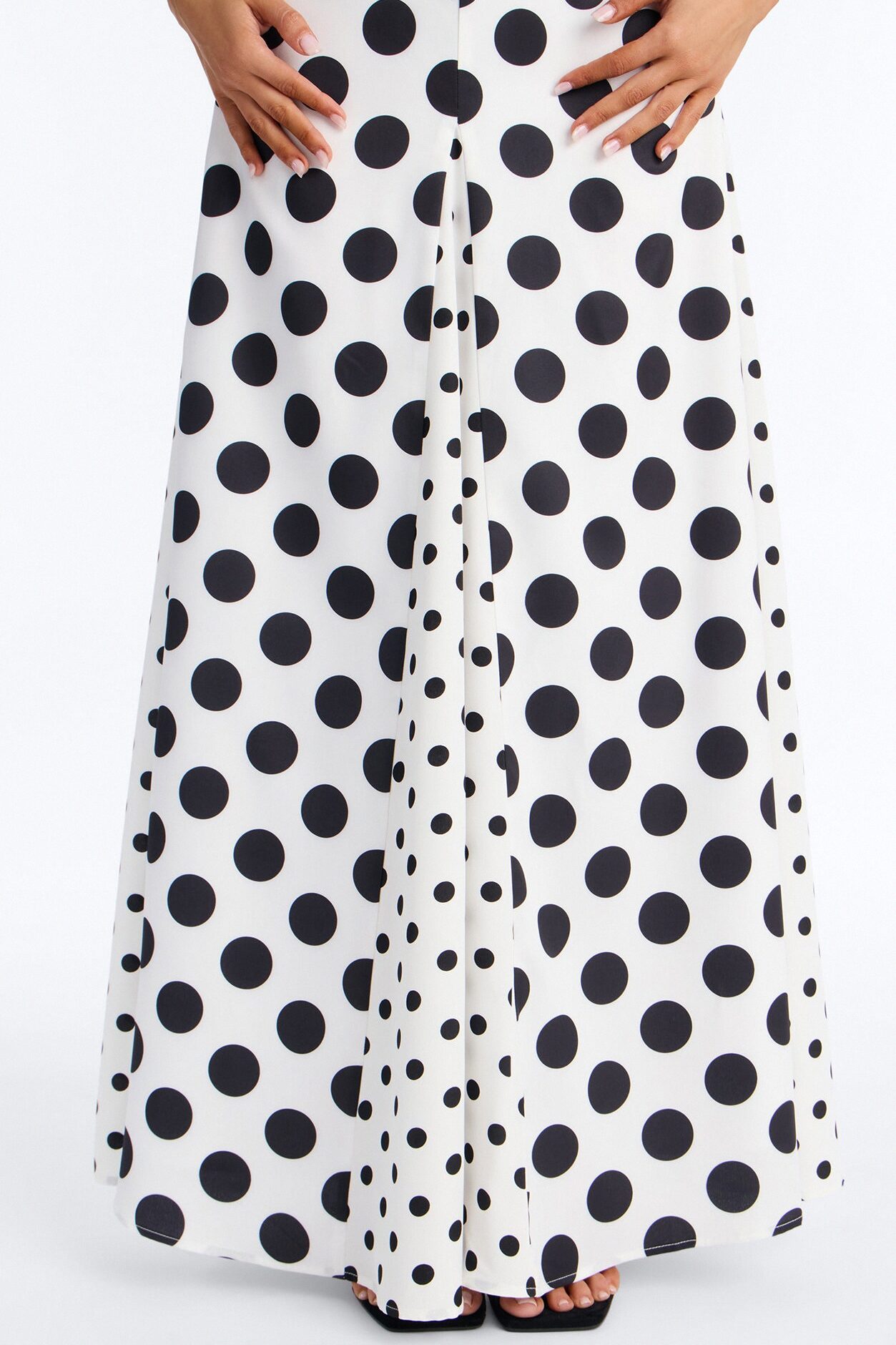 Ivy Polka Dot Halter 3 Piece Scarf Skirt Set - White/Black
