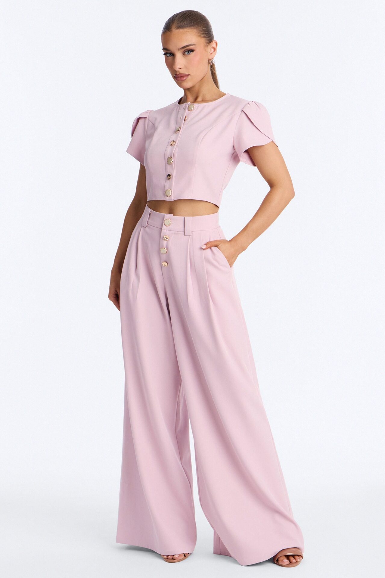 The Perfect Day Wide Leg Pant Set - Pink