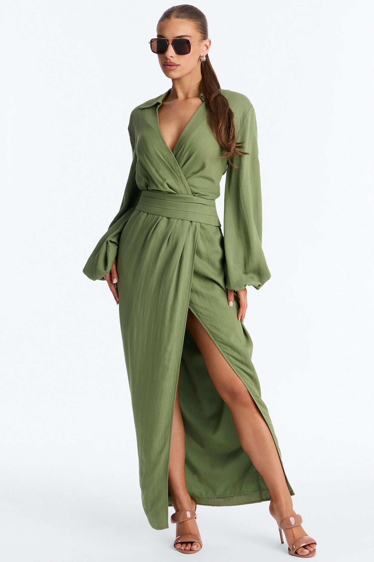 Tiana Shirt Maxi Dress - Olive