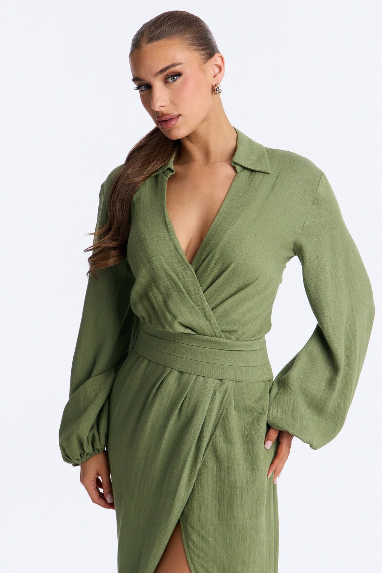 Tiana Shirt Maxi Dress - Olive