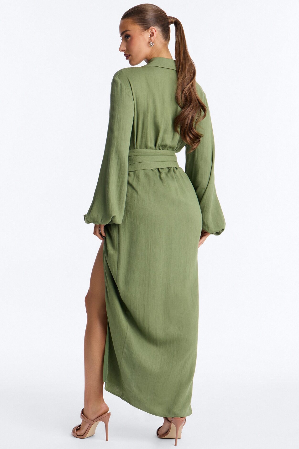 Tiana Shirt Maxi Dress - Olive