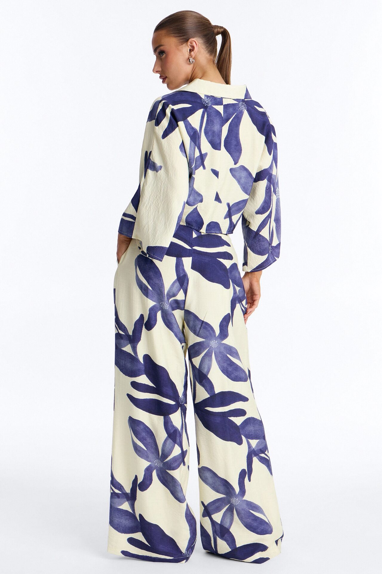 Floral Desire Linen Pant Set - Blue/combo
