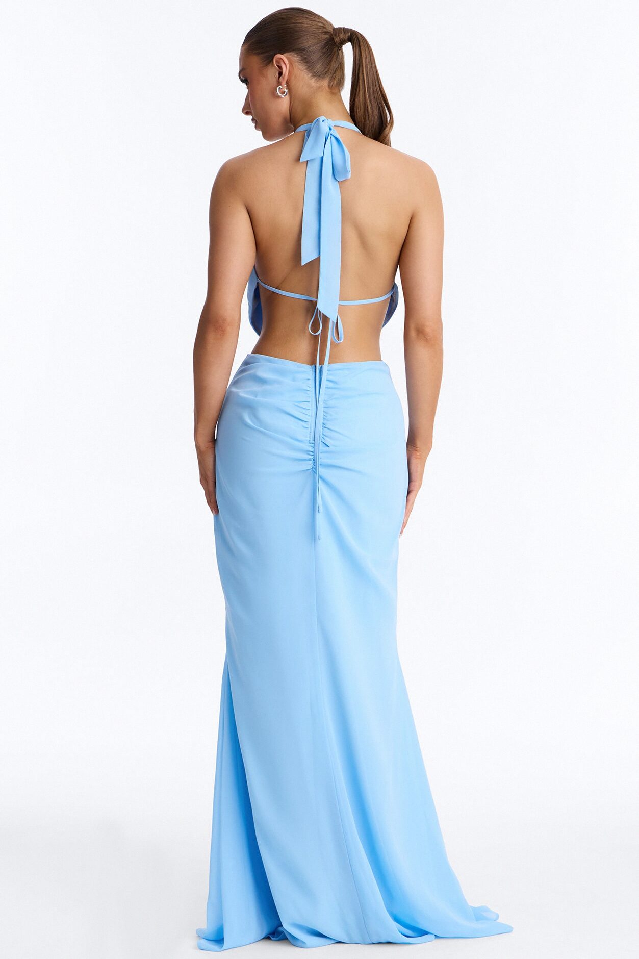 Daliah Backless Chiffon Maxi Dress - Blue