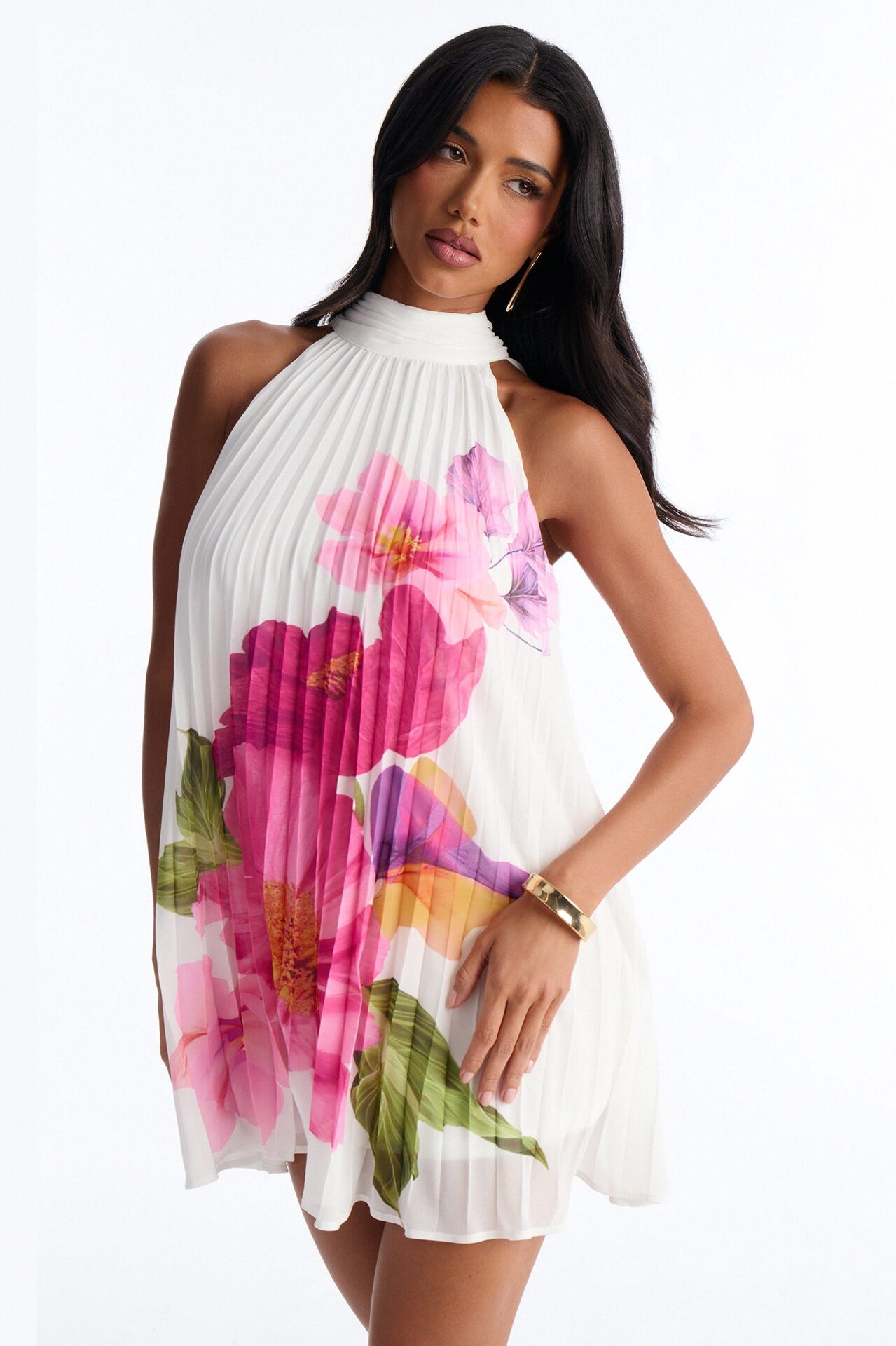 Juliana Sleeveless Chiffon Mini Dress - Ivory