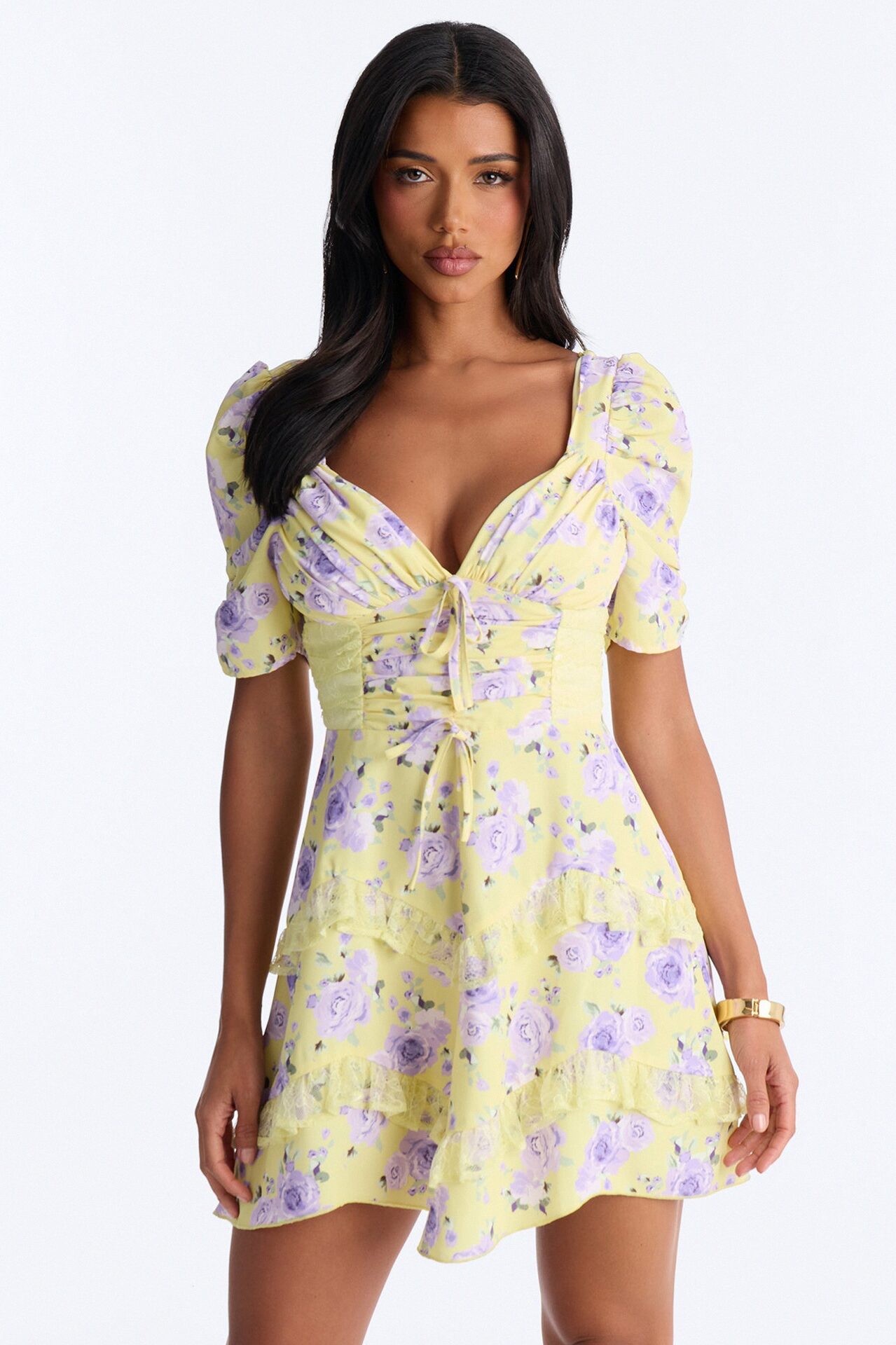 Tinsley Floral Mini Dress - Yellow/combo