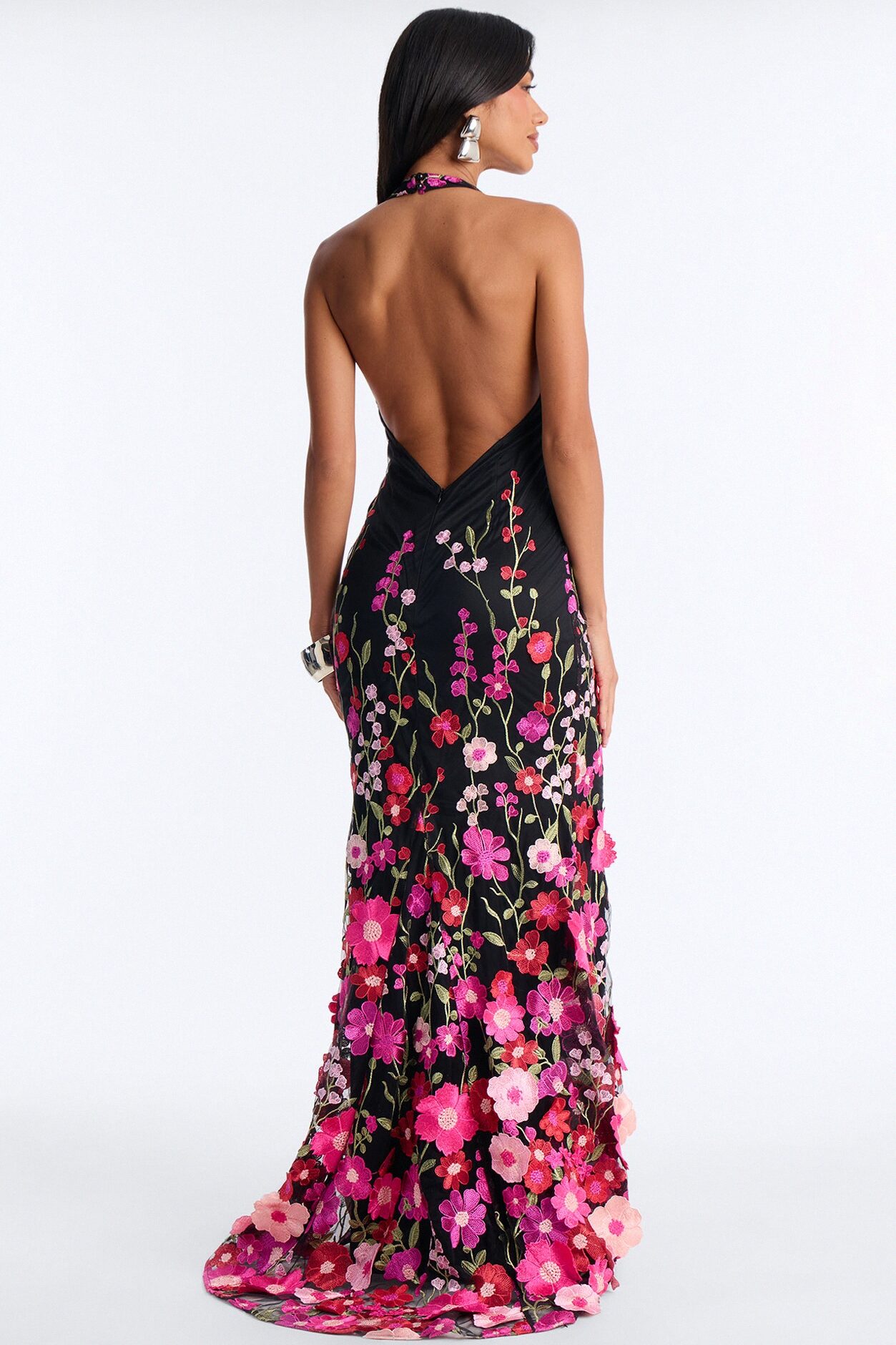 Cherise Floral Embroidered Gown - Black/combo