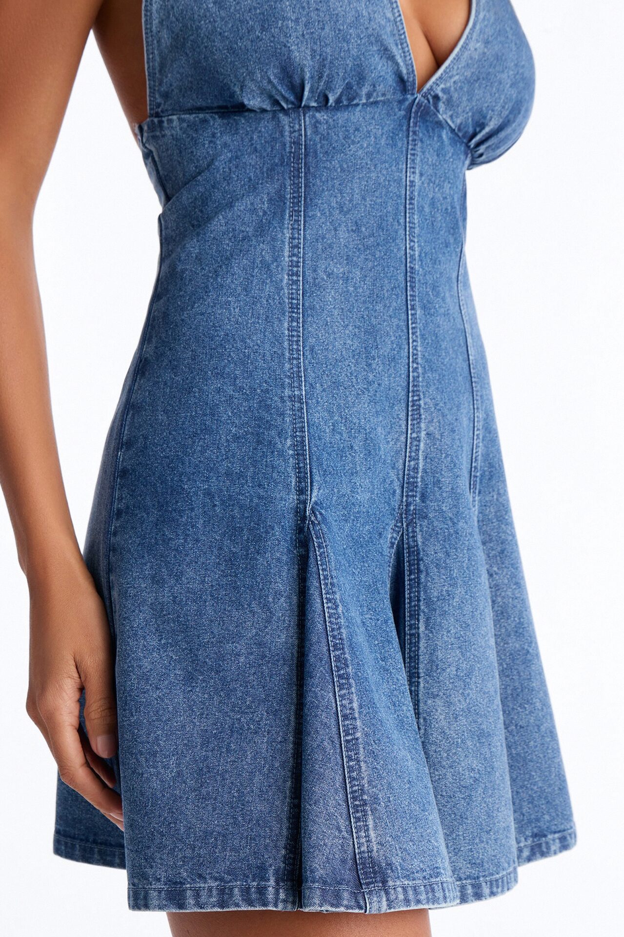 Maisy Halter Denim Mini Dress - Denim