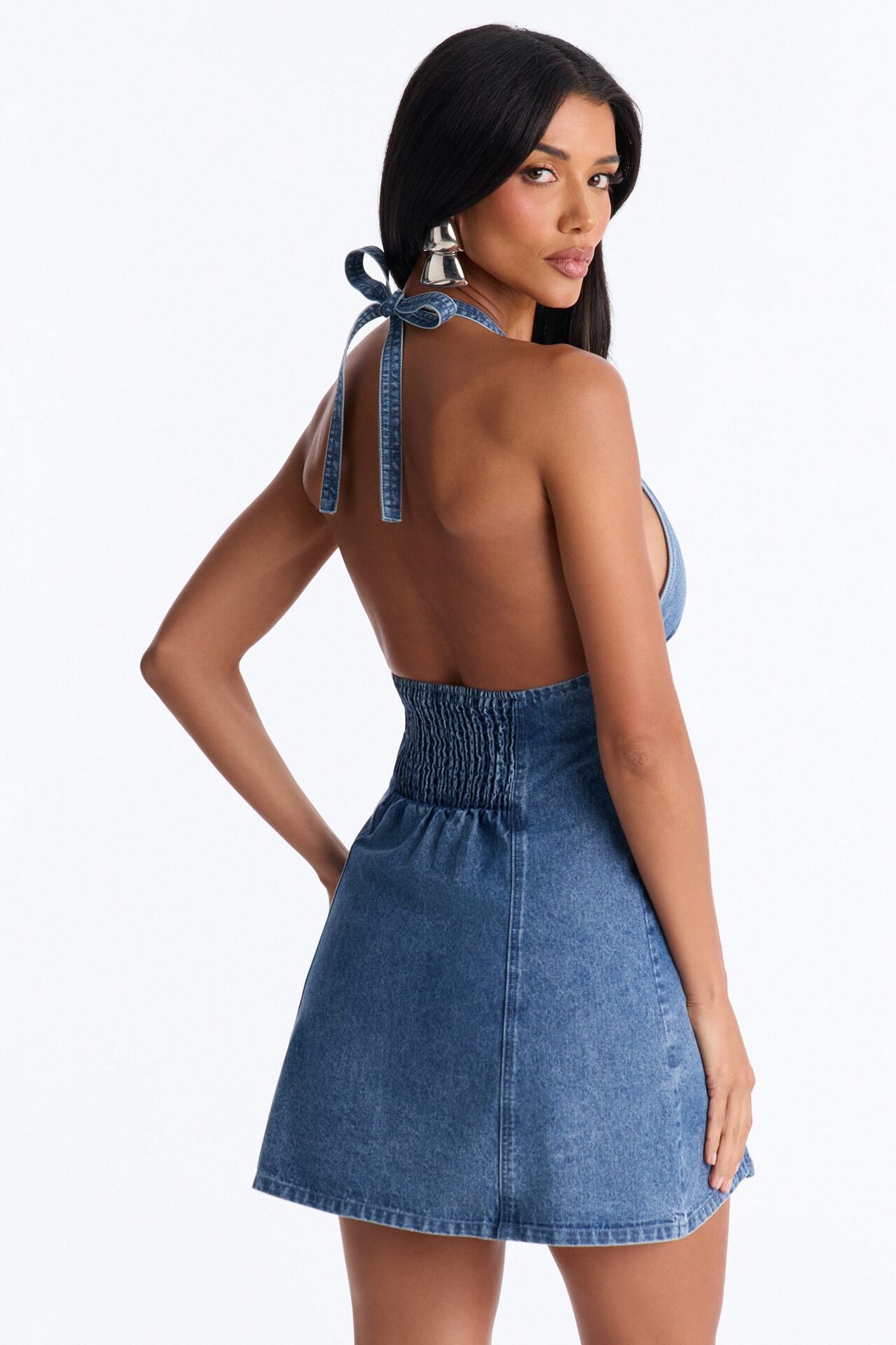 Maisy Halter Denim Mini Dress - Denim