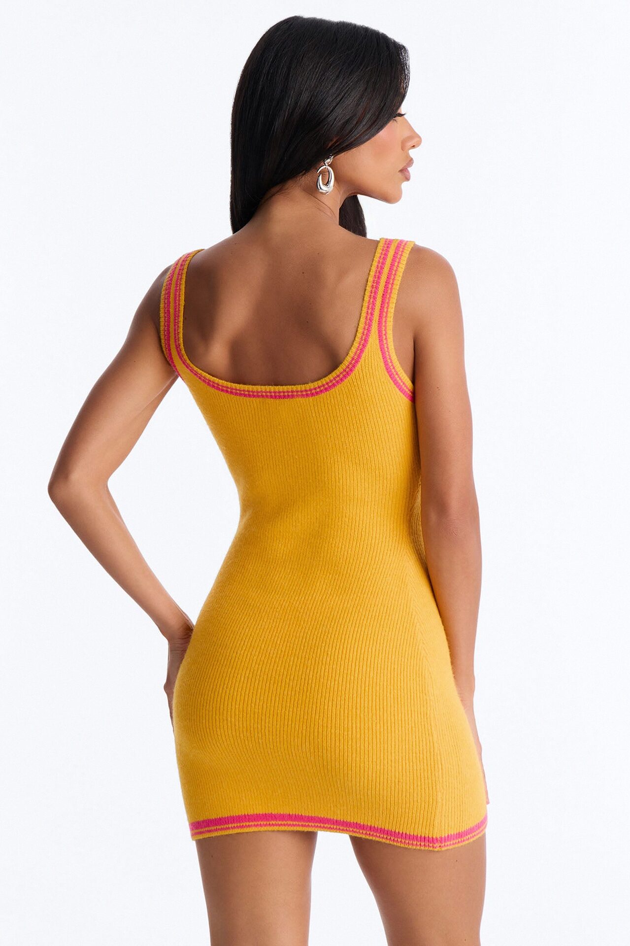 Made In The 90s Sleeveless Sweater Micro Mini Dress - Orange/combo