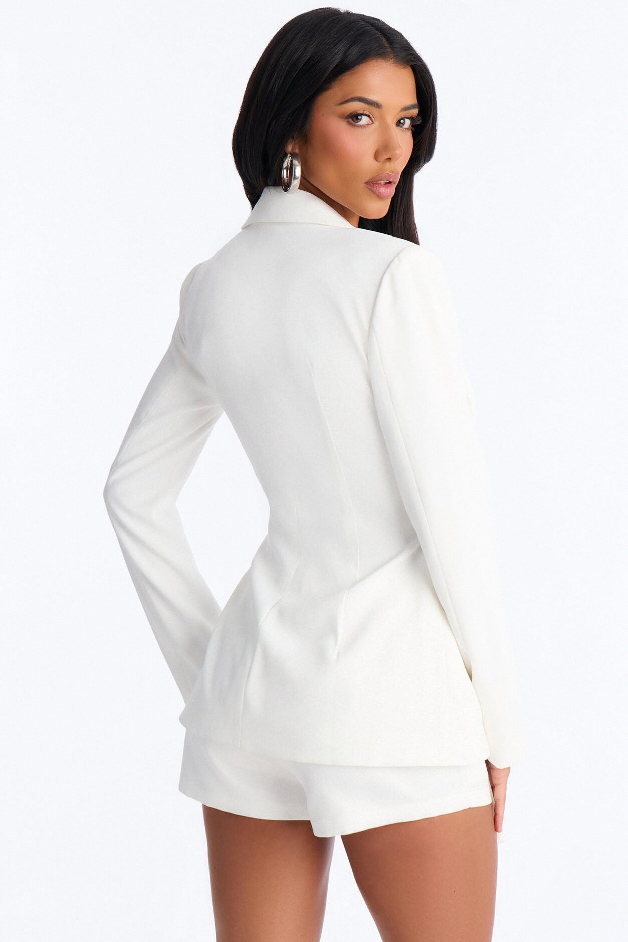 Cheyenne Crepe Woven Lace Up Blazer - Ivory