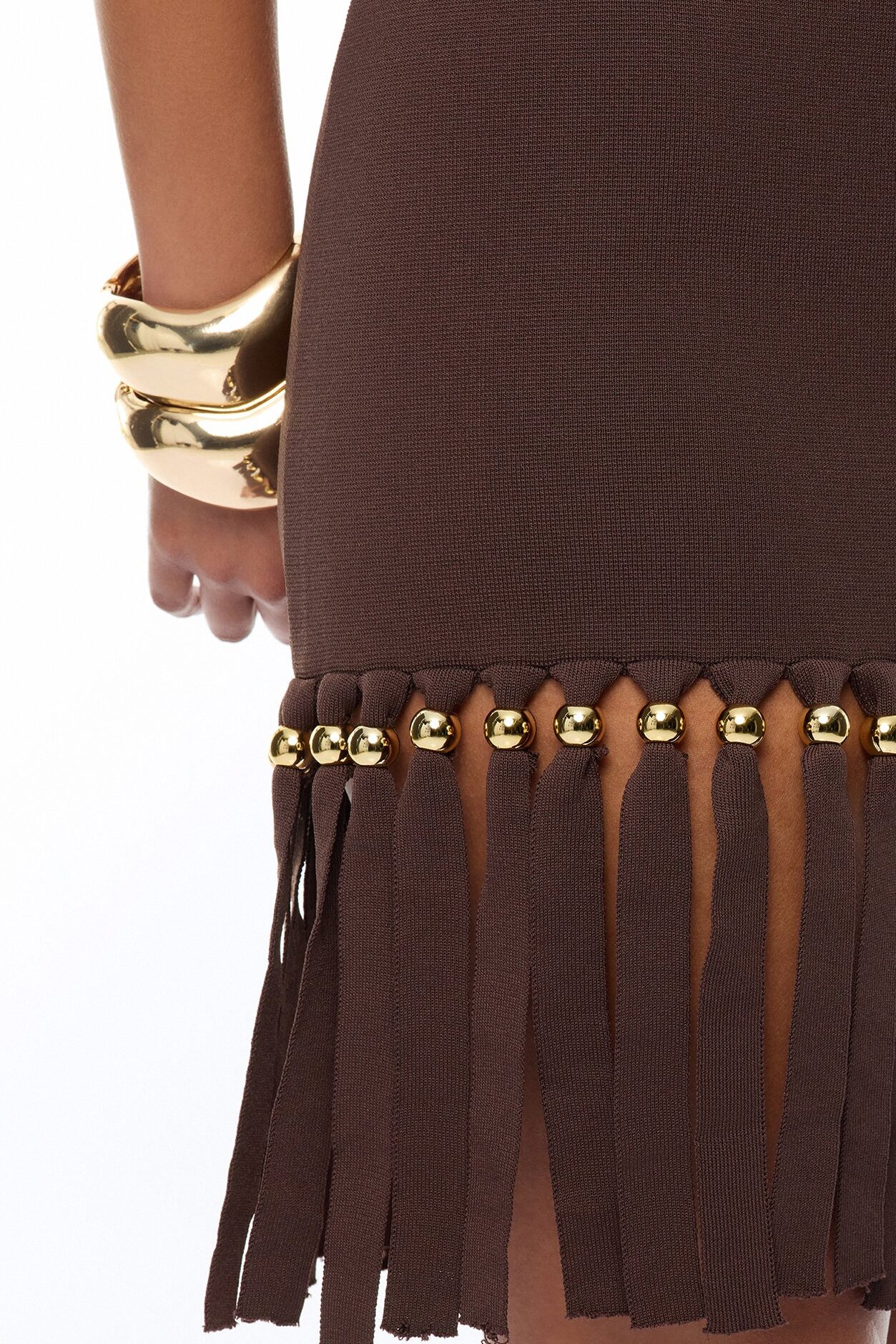 Jordyn Fringe Trim Mini Skirt - Chocolate