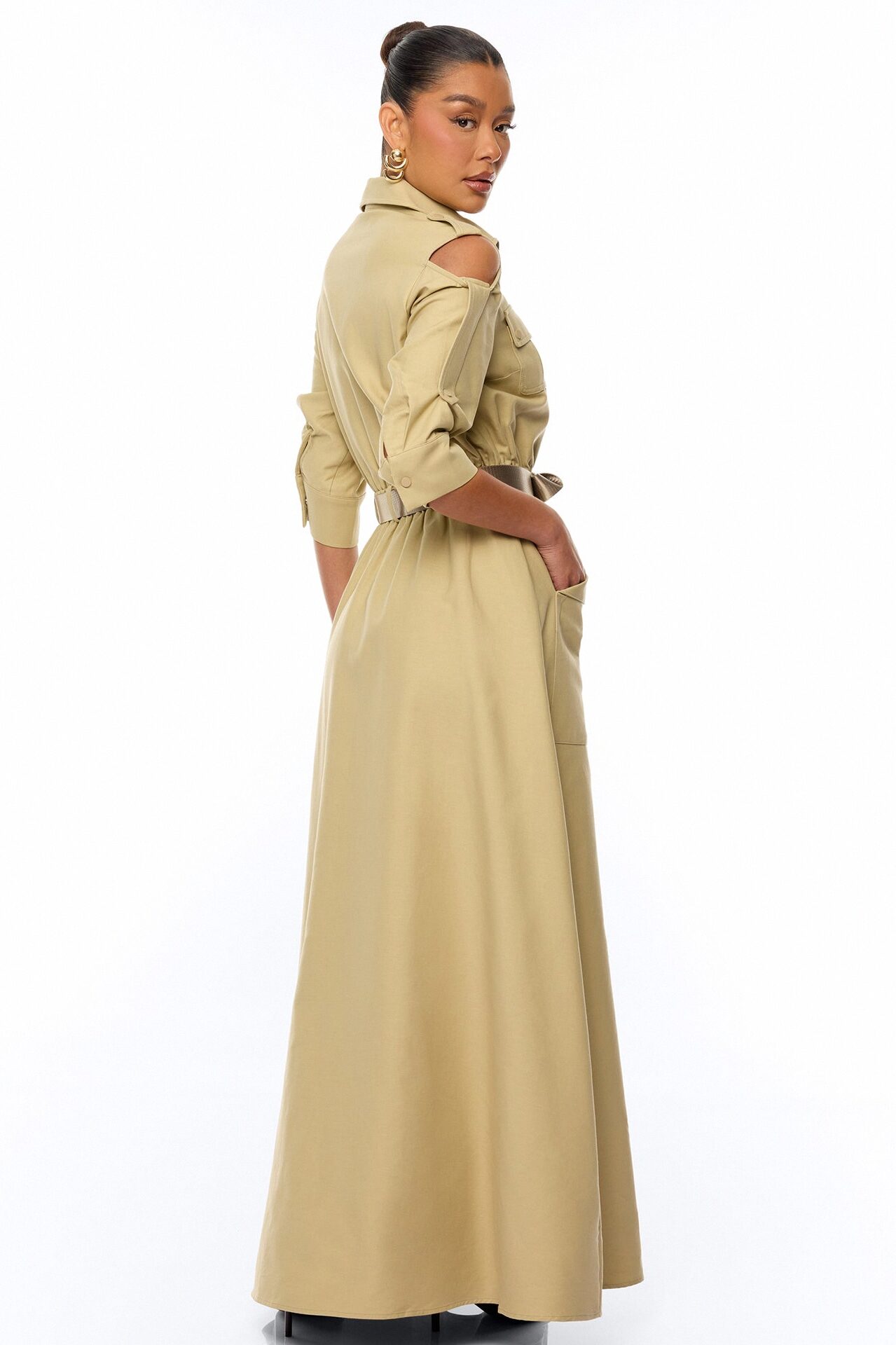 Morgan Cargo Maxi Dress - Taupe