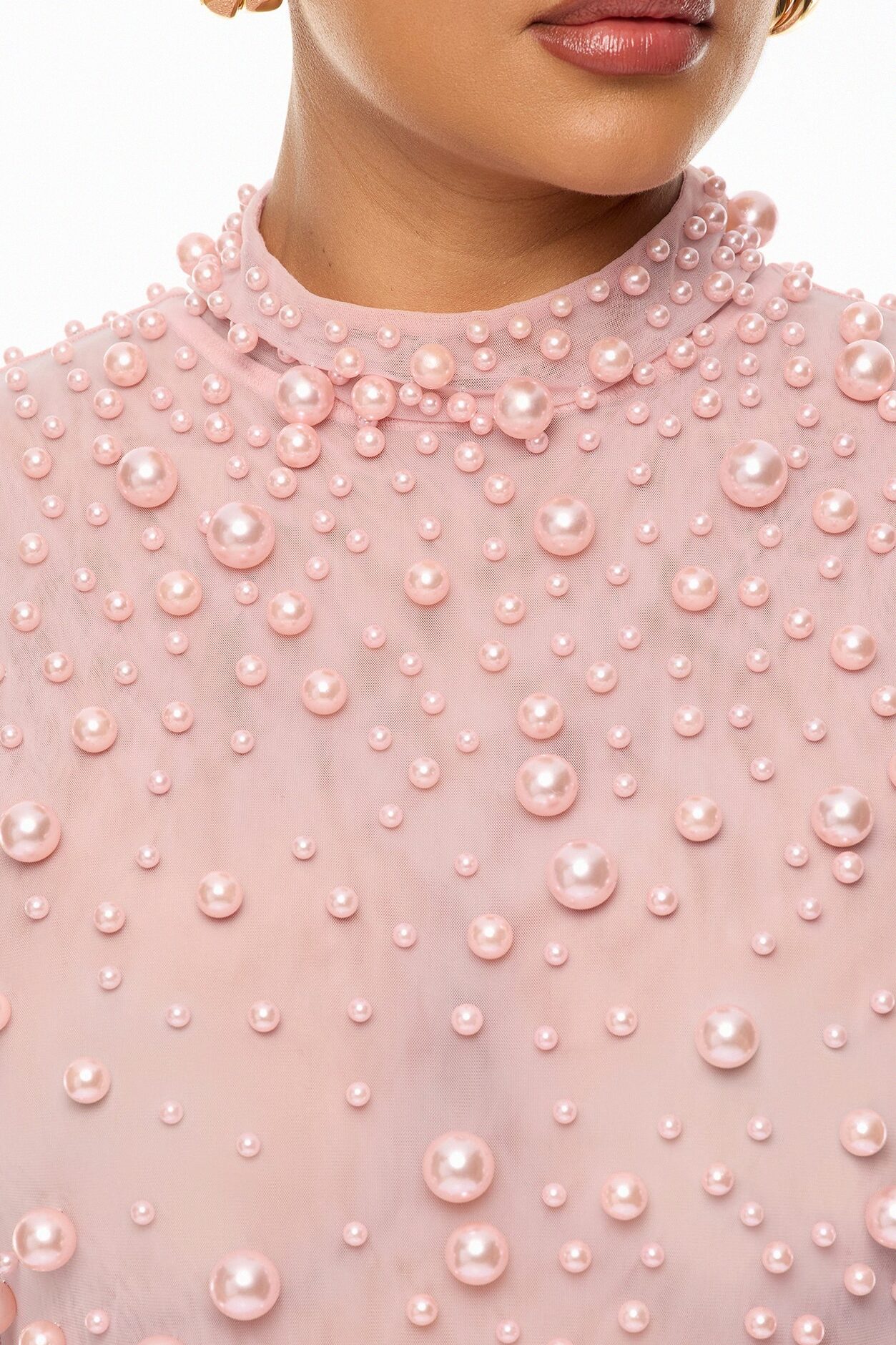 Pure Bliss Sheer Pearl Bodysuit - Light Pink
