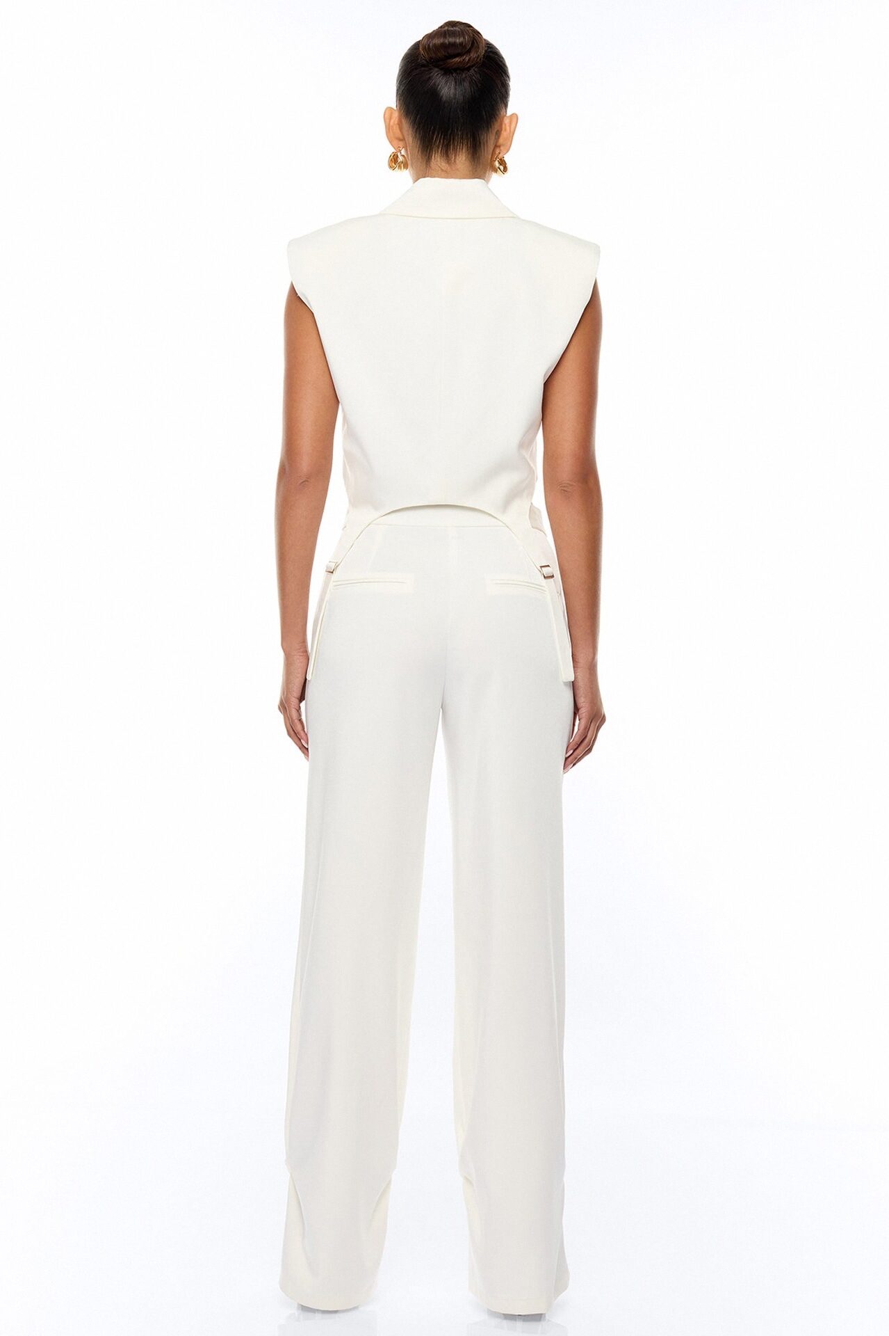 Jessika Satin Vest Pant Set - Ivory