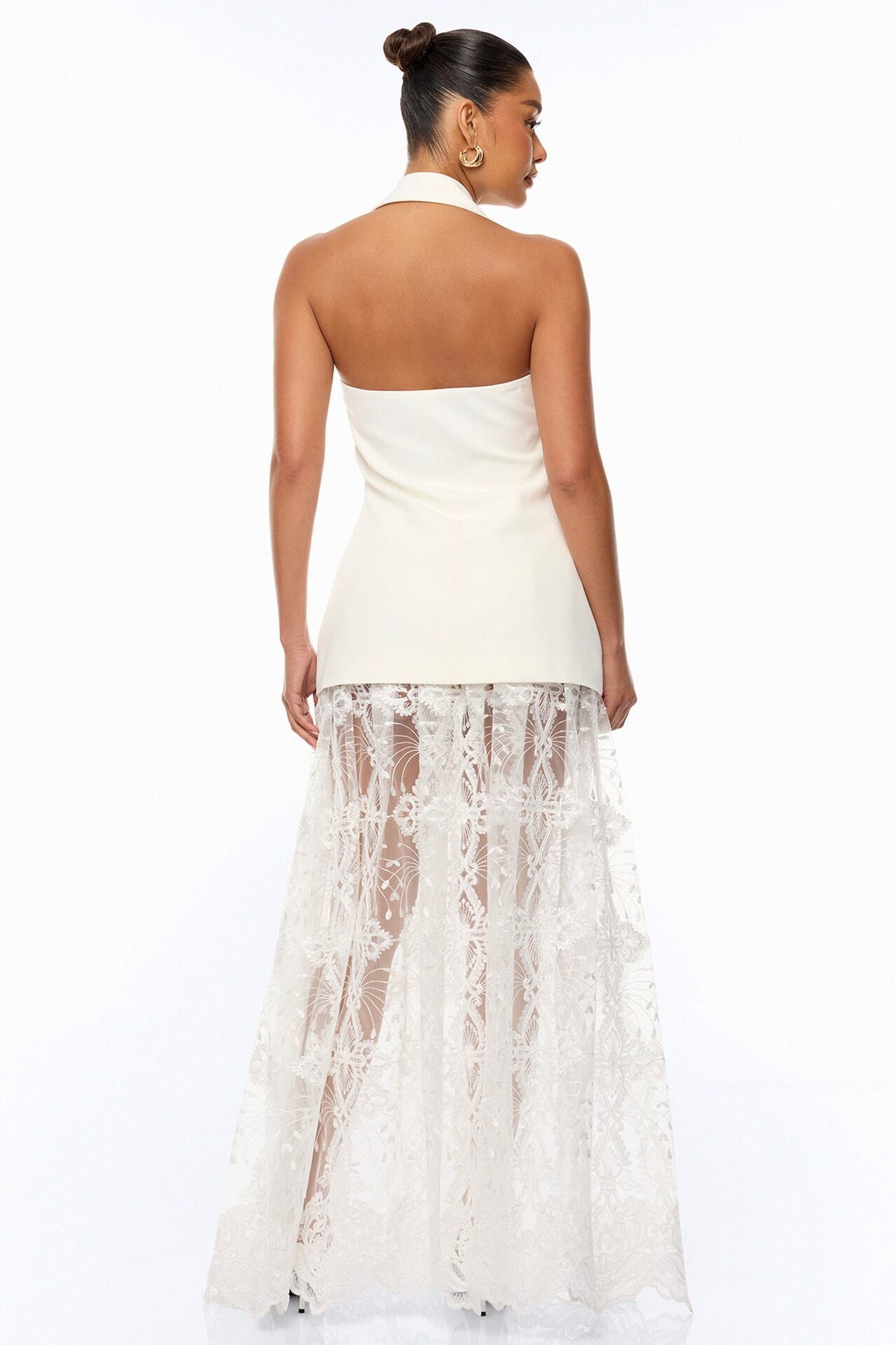 Call It Classy Halter Lace Skirt Set - White