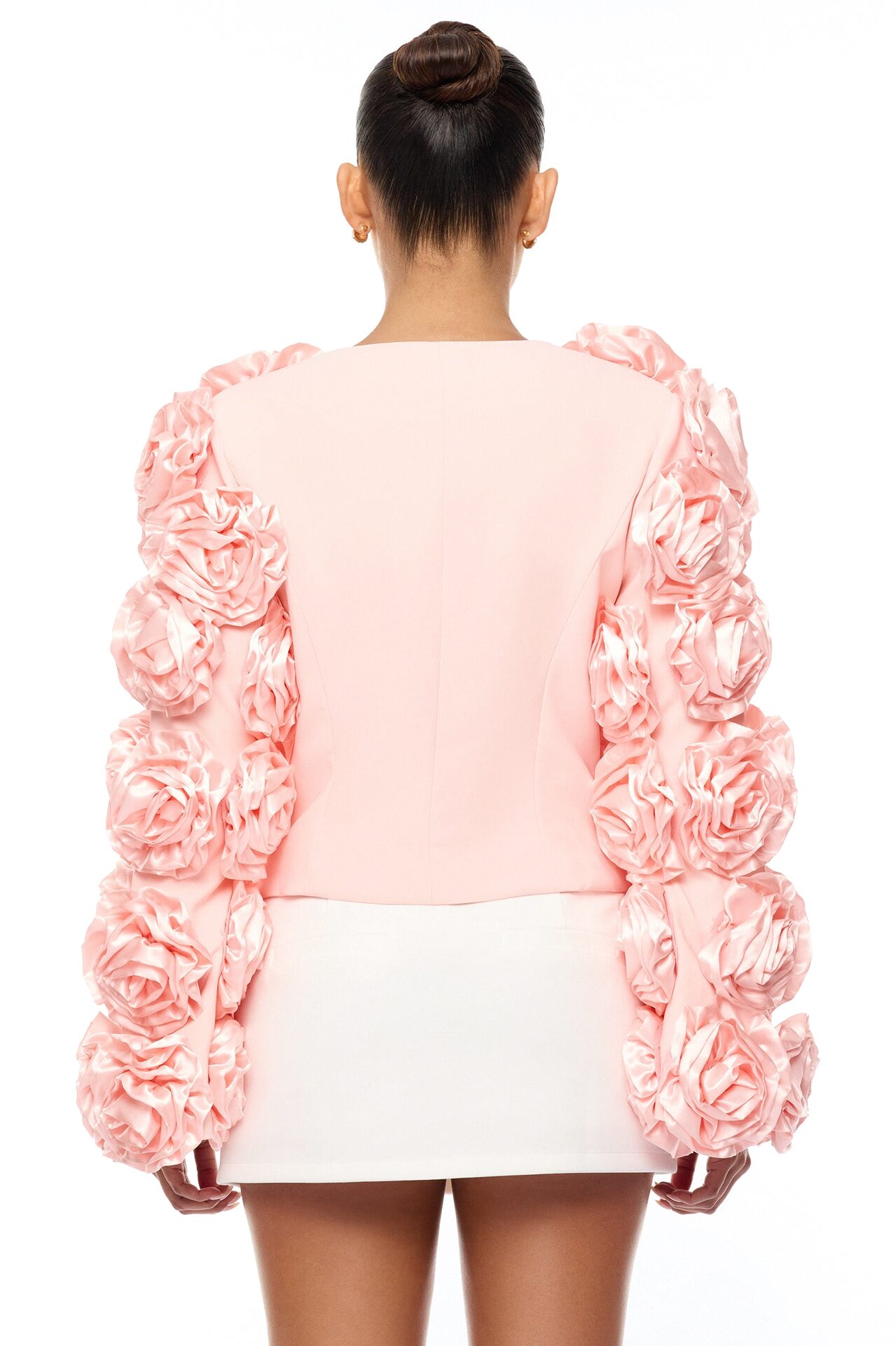Petal Poise Floral Applique Jacket - Light Pink