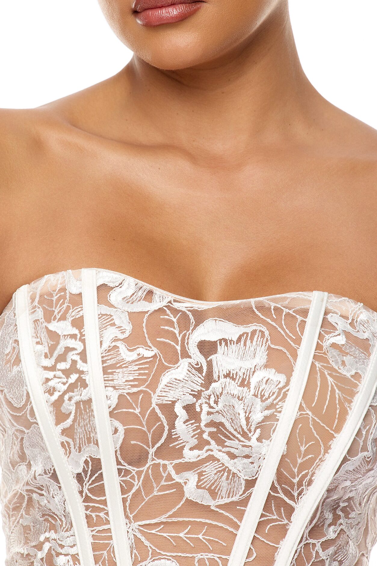Brenda Lace Corset Pant Set - White