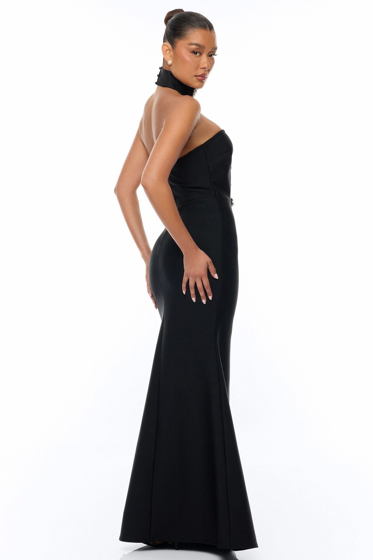 Brandi Choker Bandage Gown - Black