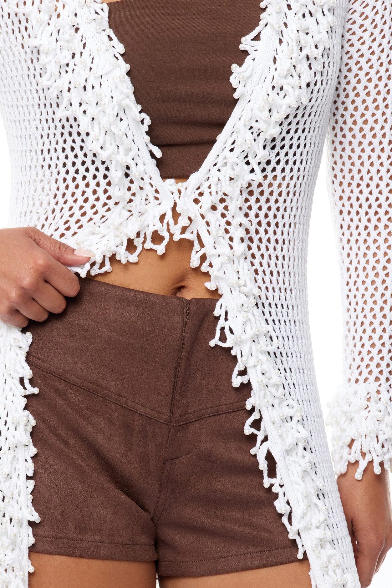 Siesta Crochet Maxi Cardigan - White