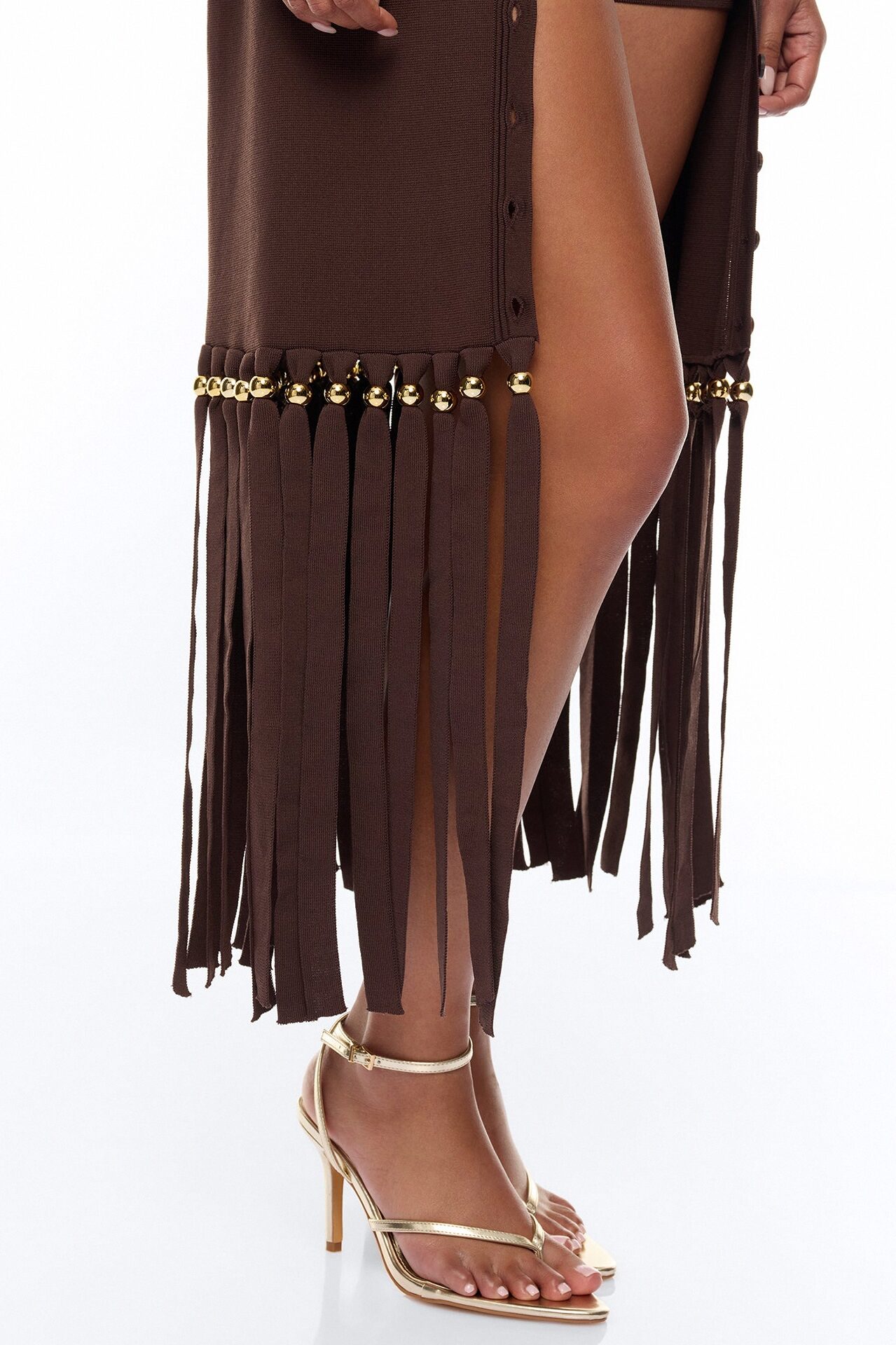 Jordyn Fringe Trim Maxi Vest - Chocolate