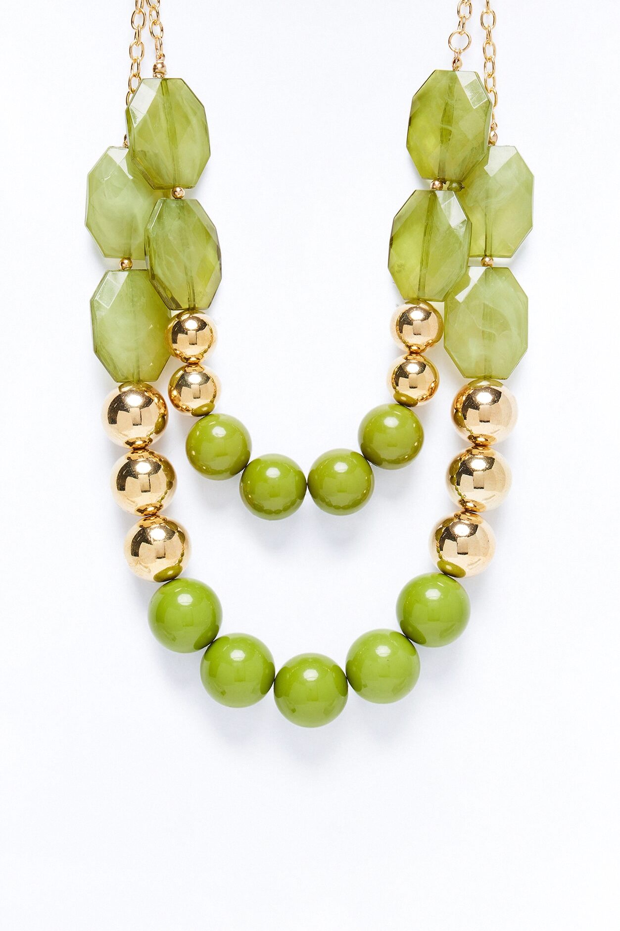 Vivi Layered Jewel Beaded Necklace - Gold/Green