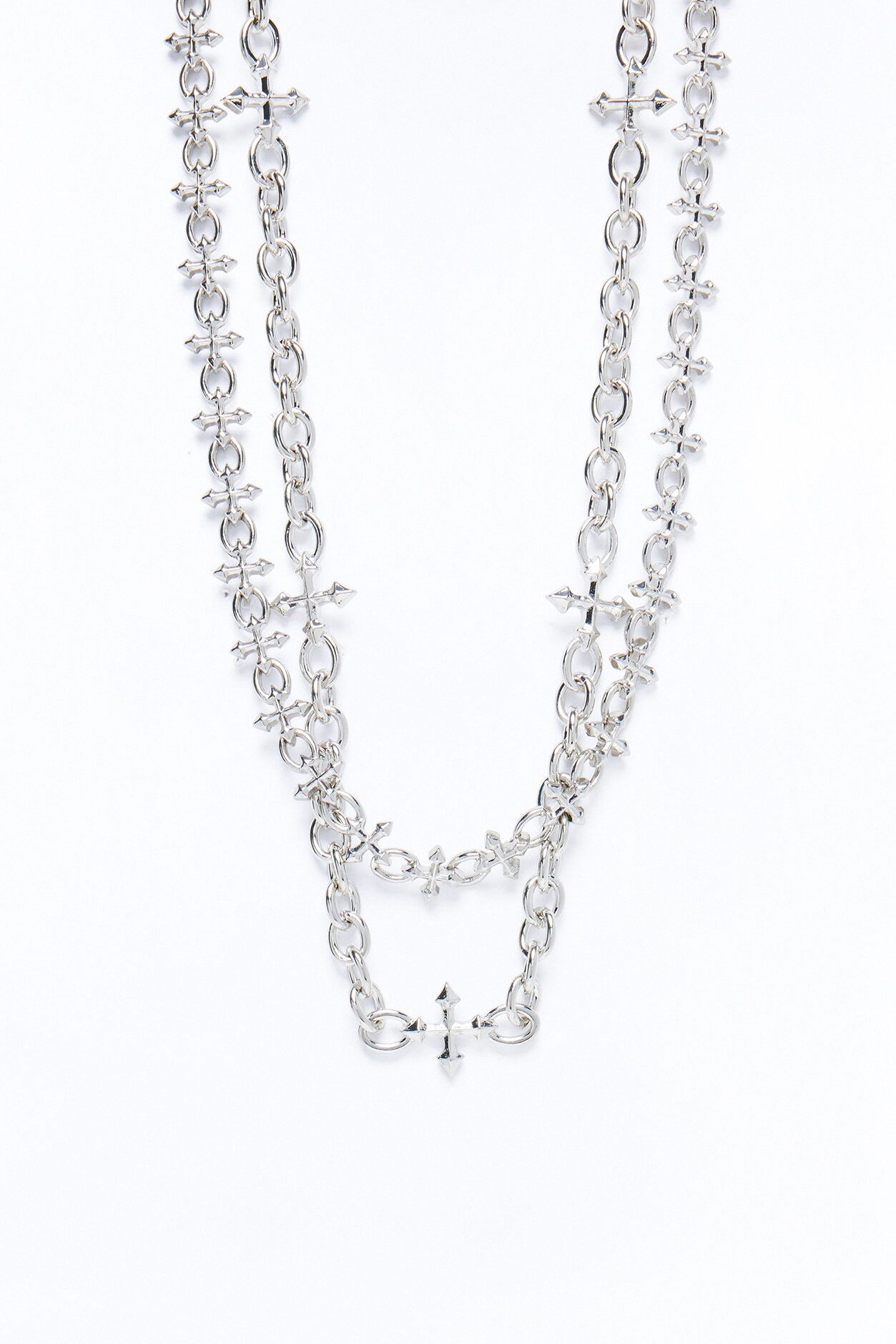 Gothic Cross Necklace Set - Silver