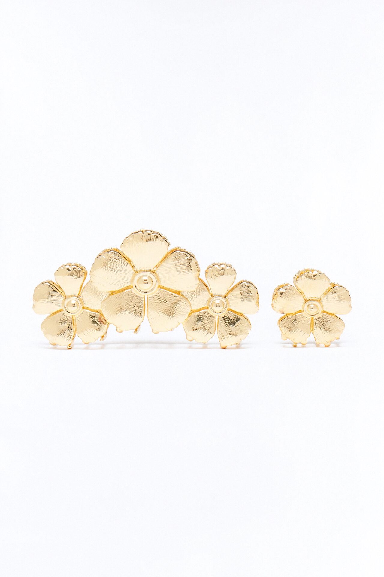 Sunset Flowers Claw Hair Clip 2 Piece Set - Gold