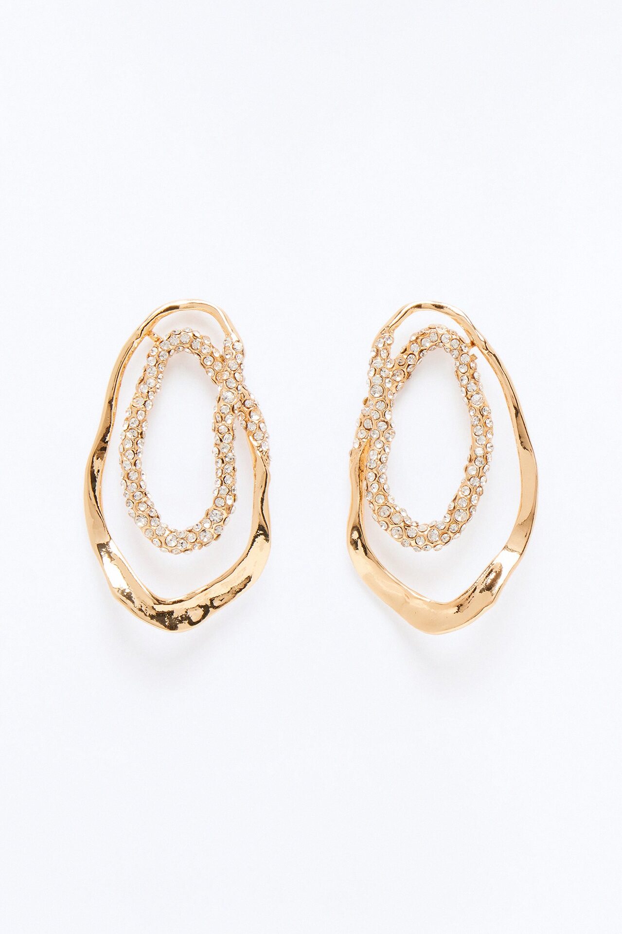 Rhinestone Orbit Earrings - Gold