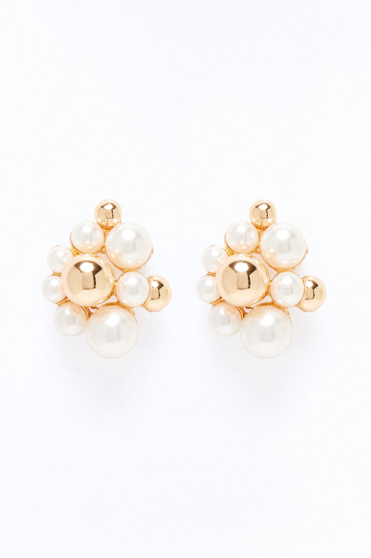 All In Beads Pearl Stud Earrings - Gold/combo