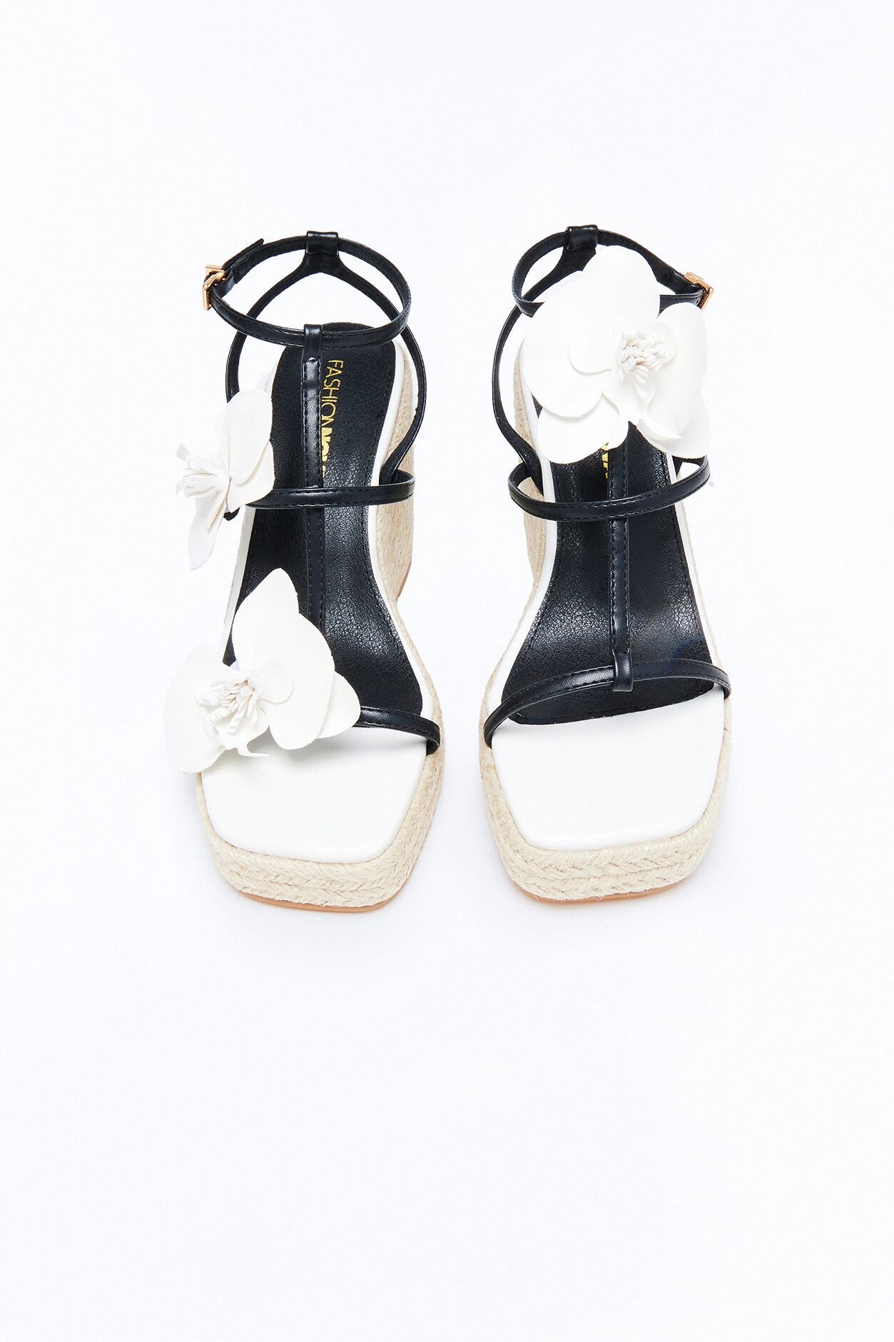 Rerun Flower Jute Wedges - Black