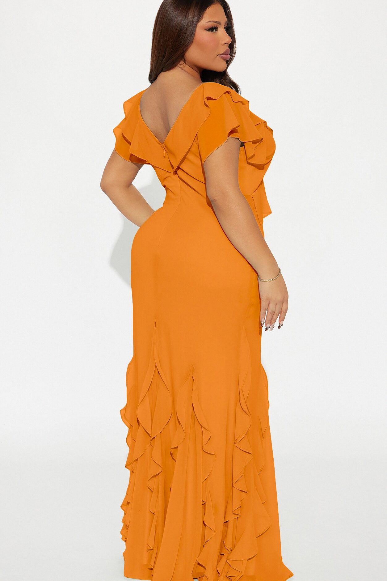 Emily Chiffon Gown - Mustard