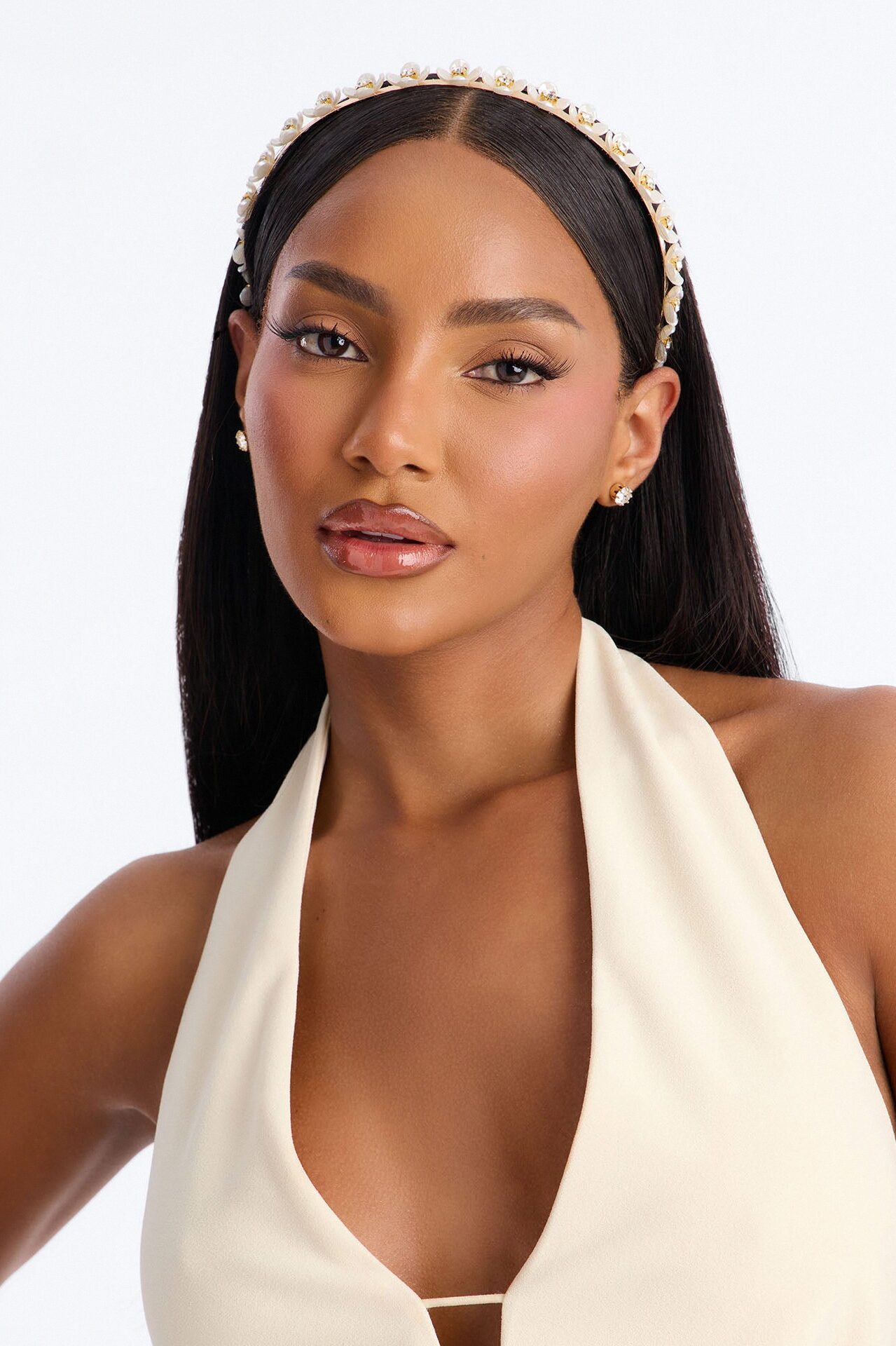 It's Giving Spring Pearl Flower Headband - Gold