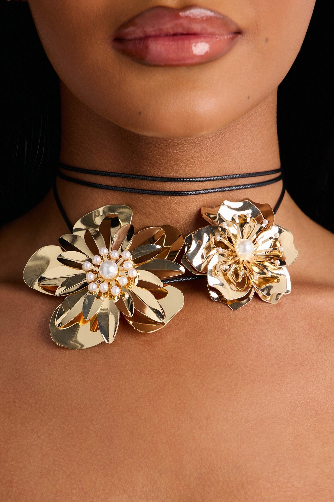 Wildflower Choker Necklace - Gold/Black