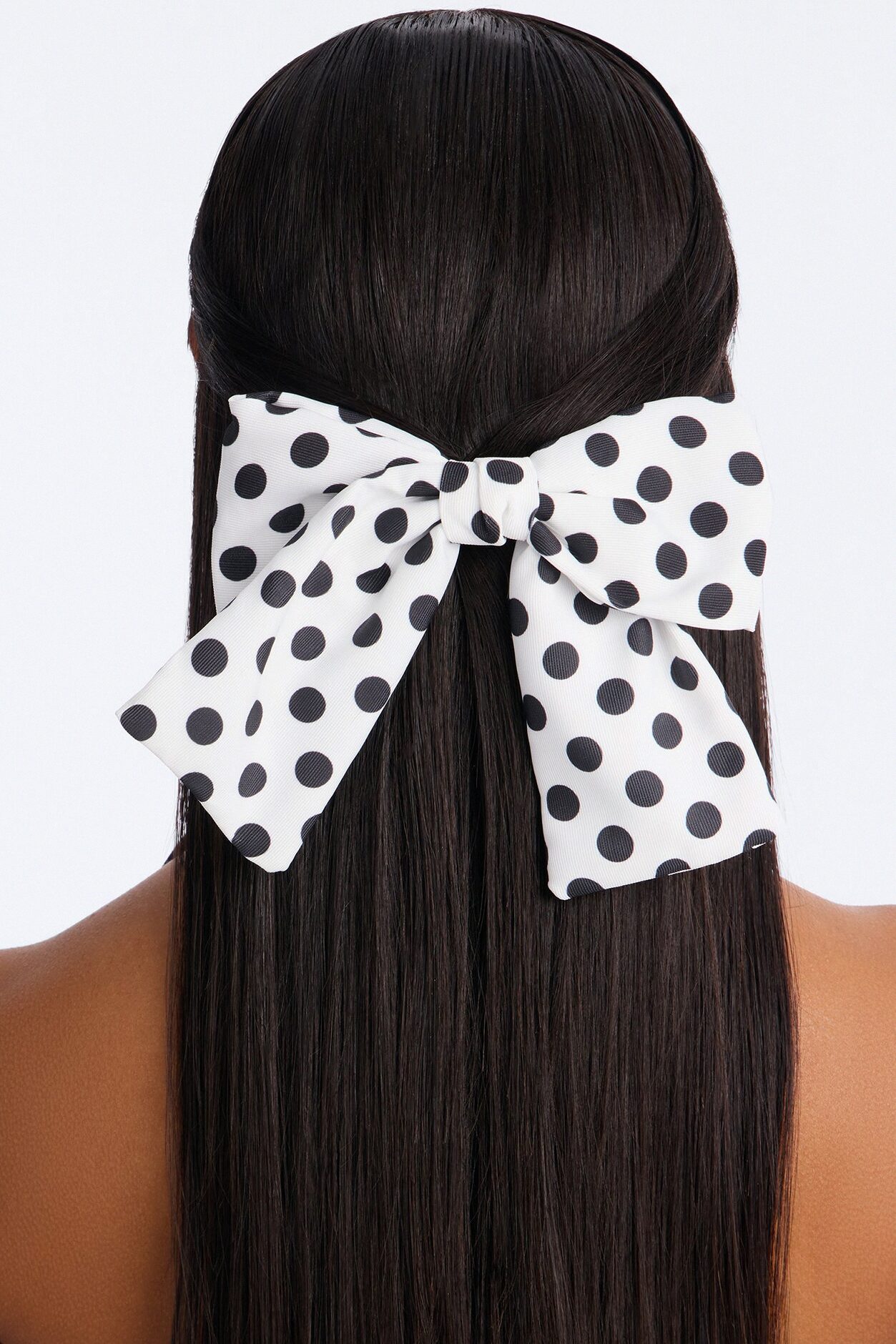 On The Dot Bow Hair Clip - White/combo