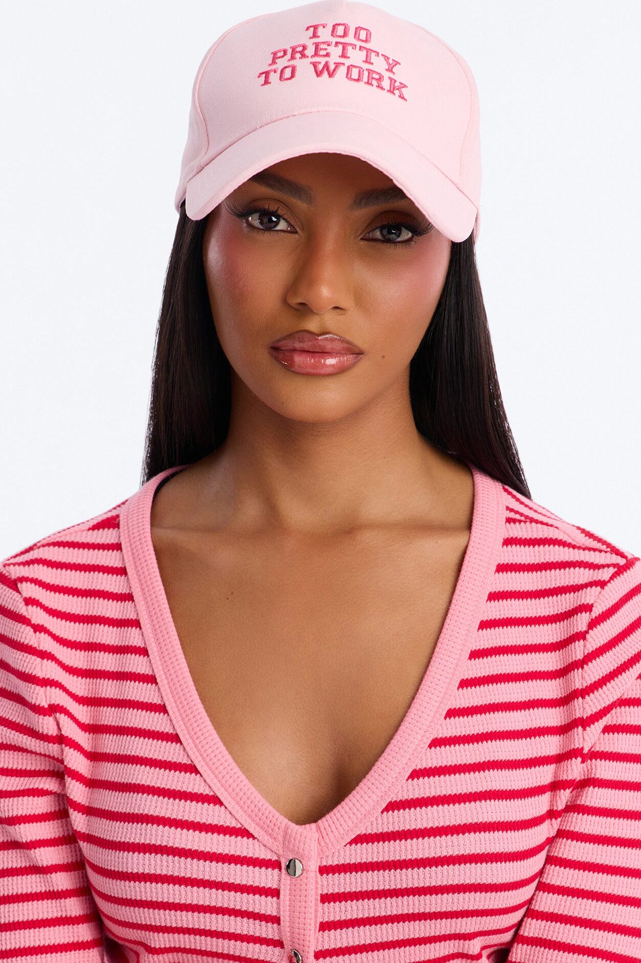 Too Pretty To Work Baseball Hat - Pink