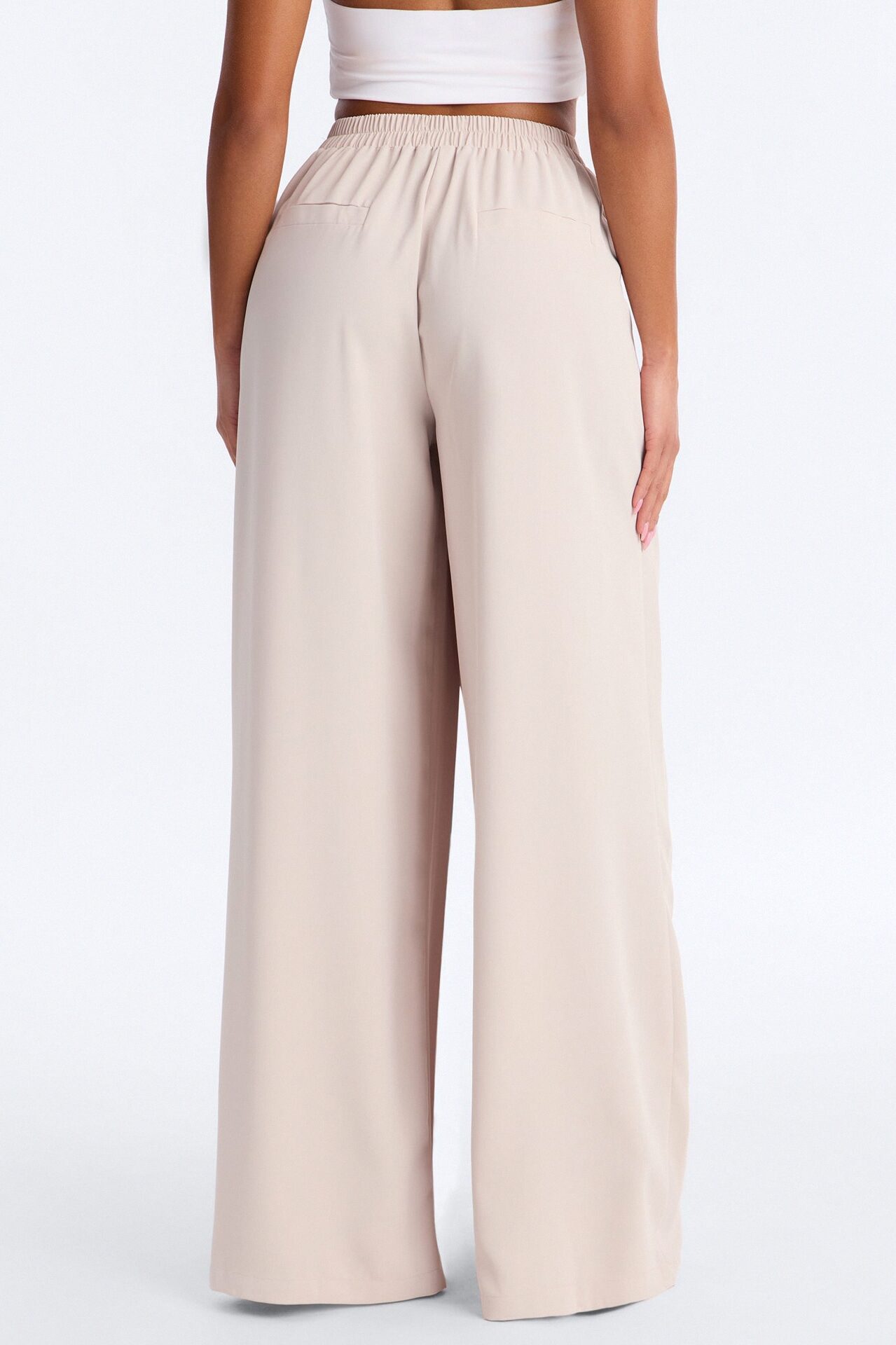 Feminine Feel Crepe Wide Leg Pant 33″ - Beige