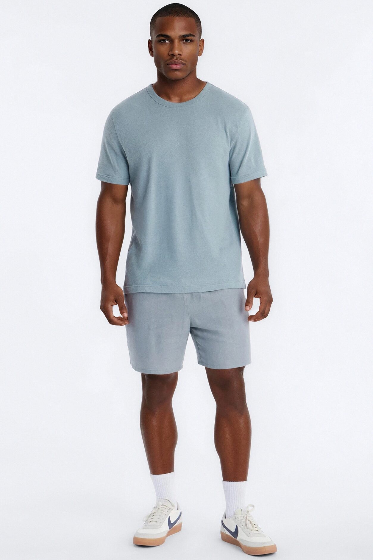 Bahamas Linen Crew Tee - Slate Blue