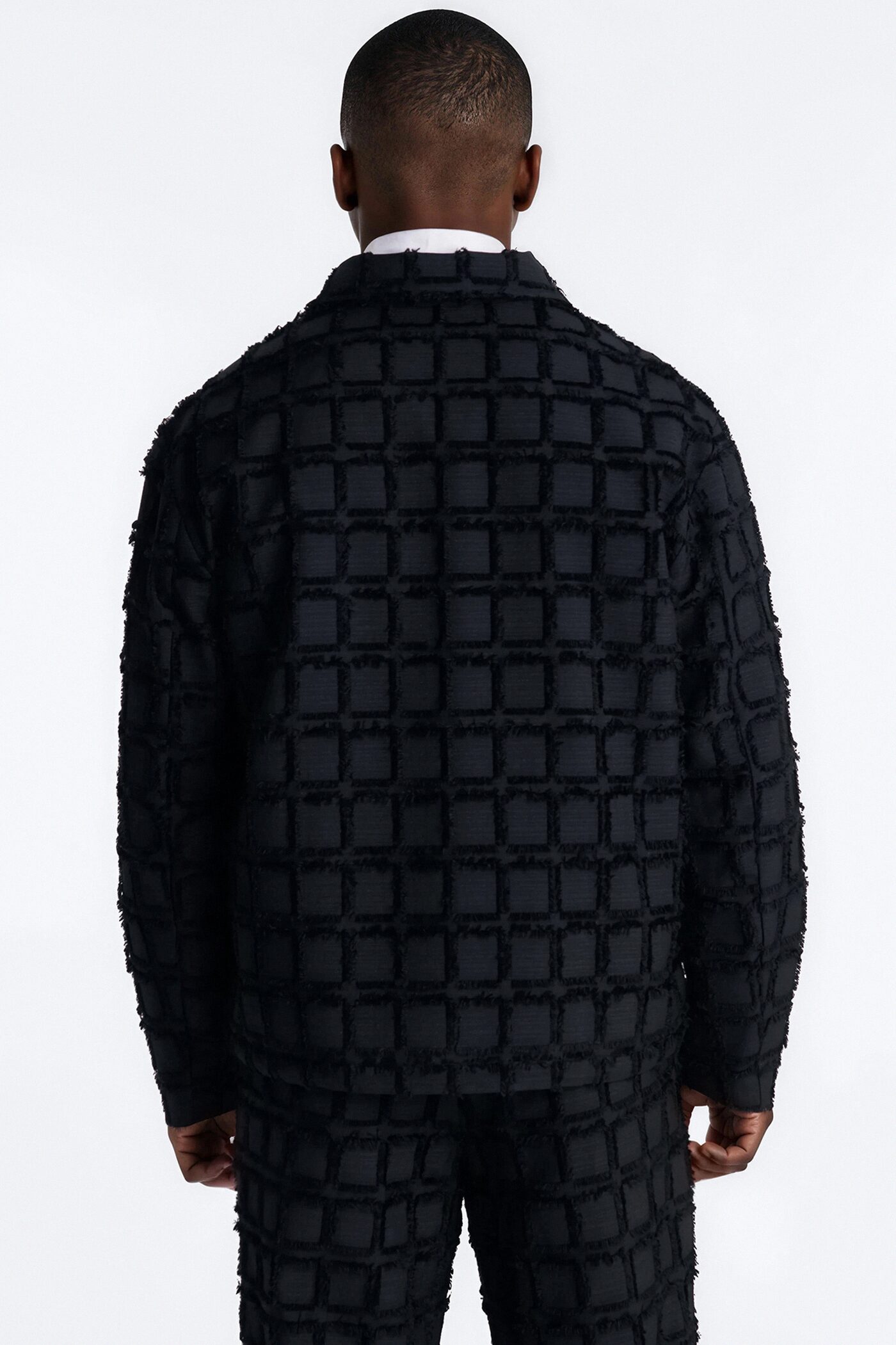 Quadrate Textured Zip Jacket - Black