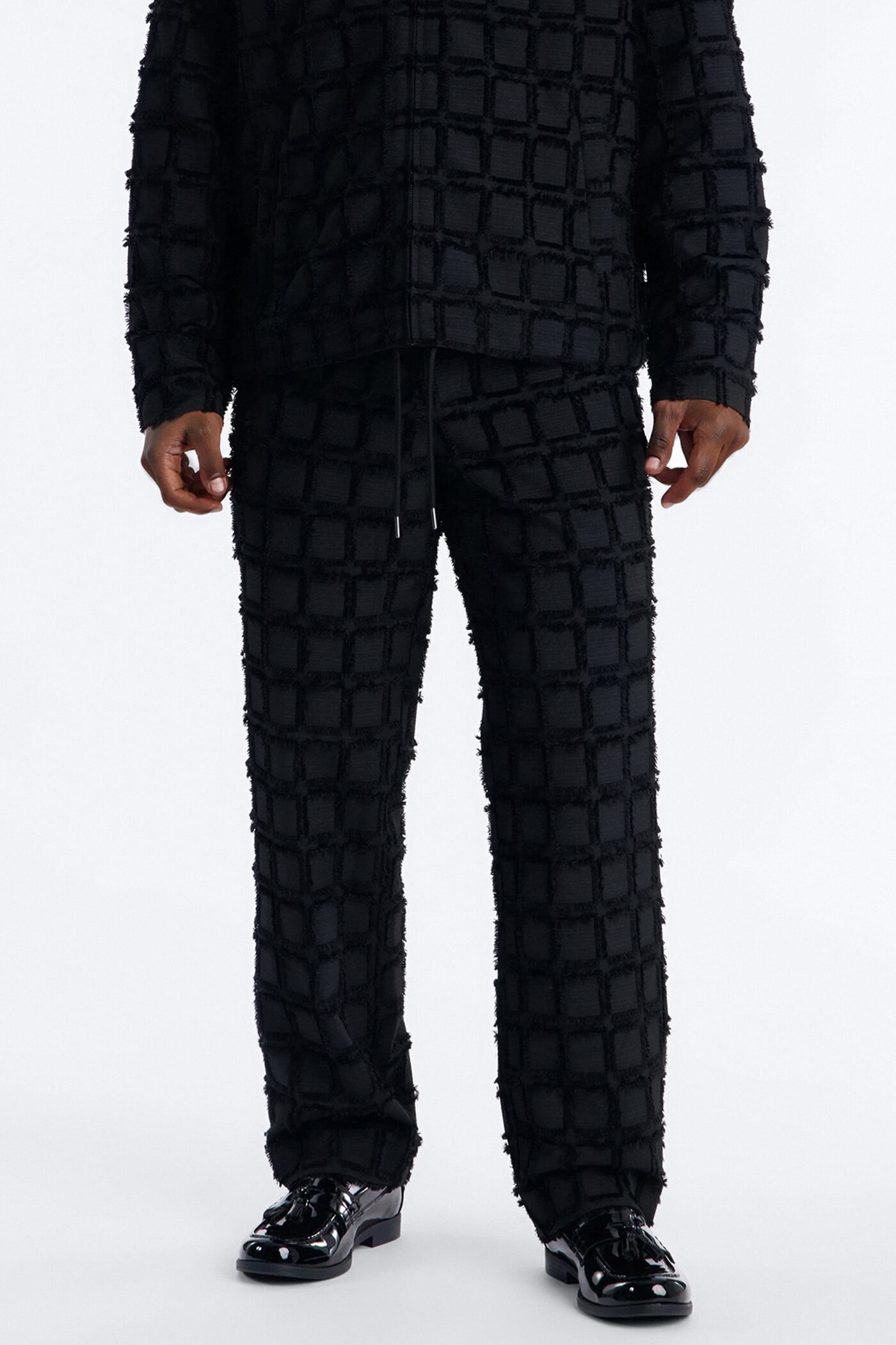 Straight Quadrate Textured Trouser - Black