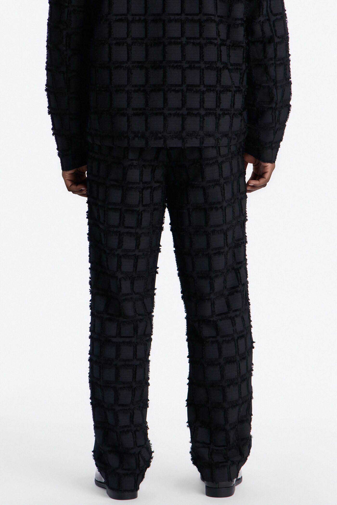 Straight Quadrate Textured Trouser - Black