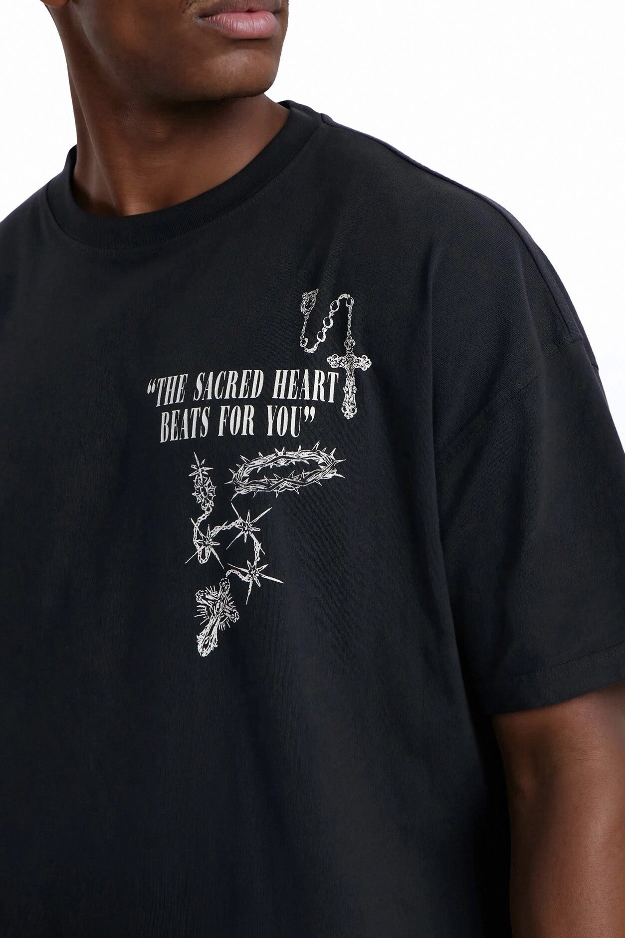 John 6:37 Oversized Short Sleeve Tee - Black Wash