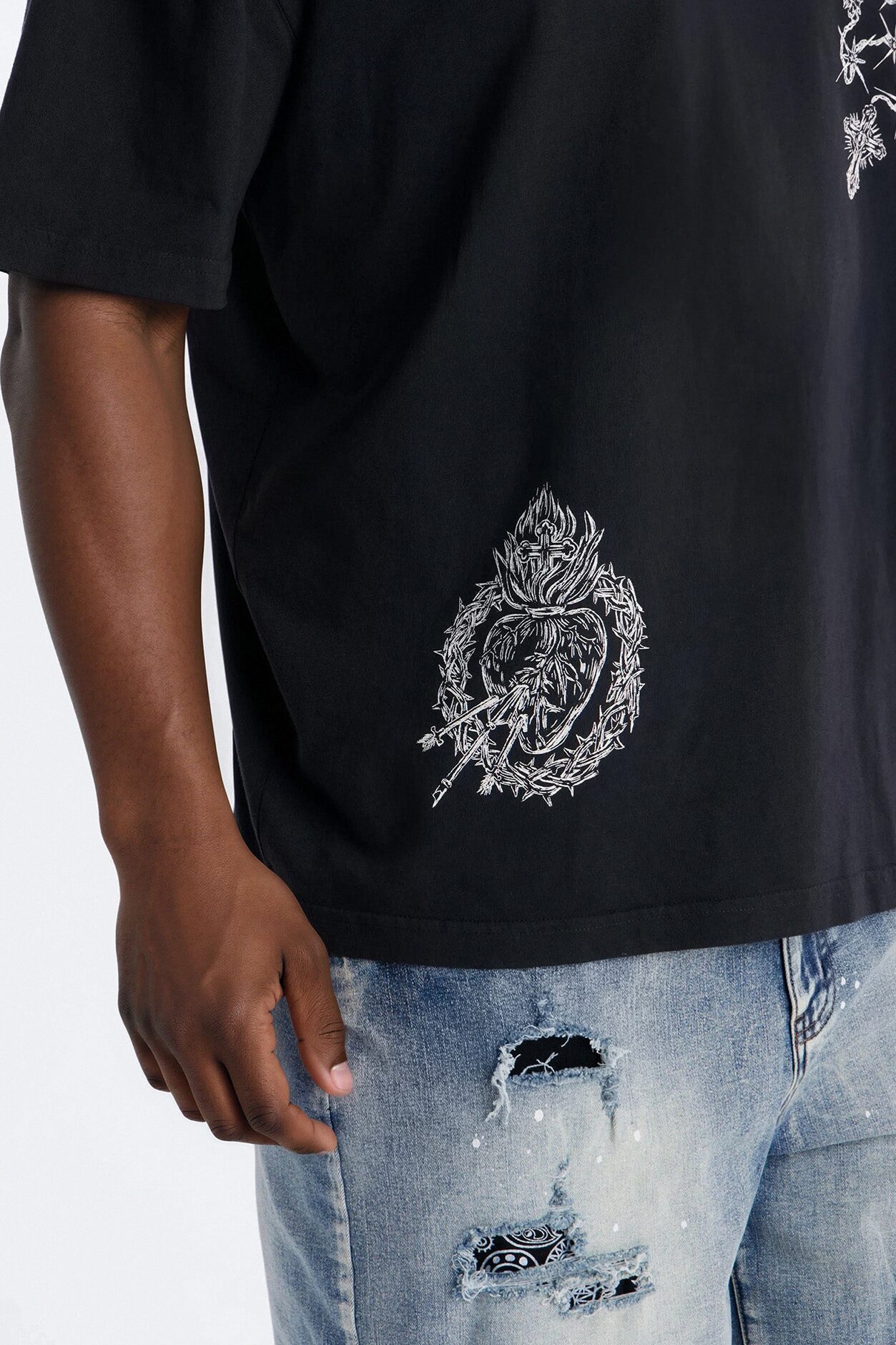 John 6:37 Oversized Short Sleeve Tee - Black Wash