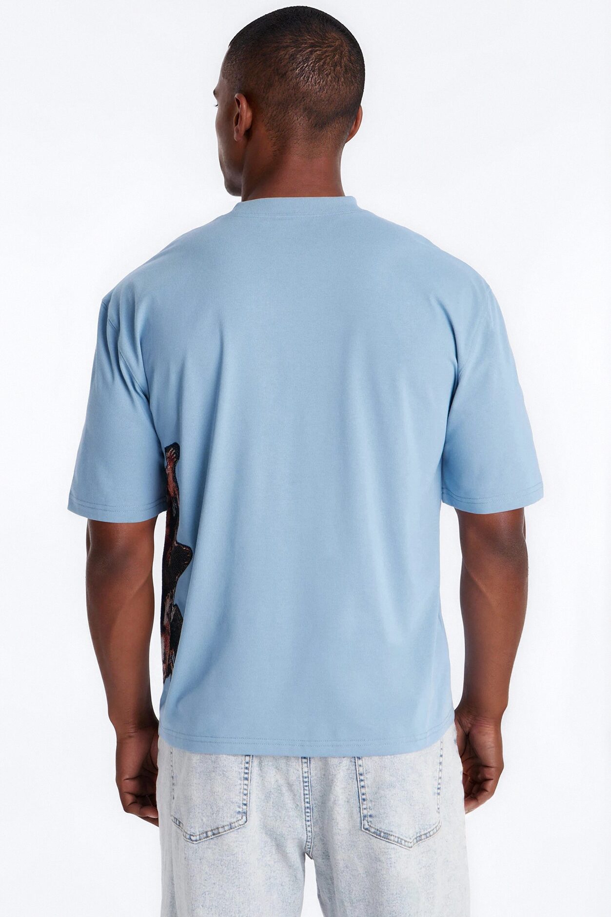 Angelic Presence Tapestry Oversized Short Sleeve Tee - Blue